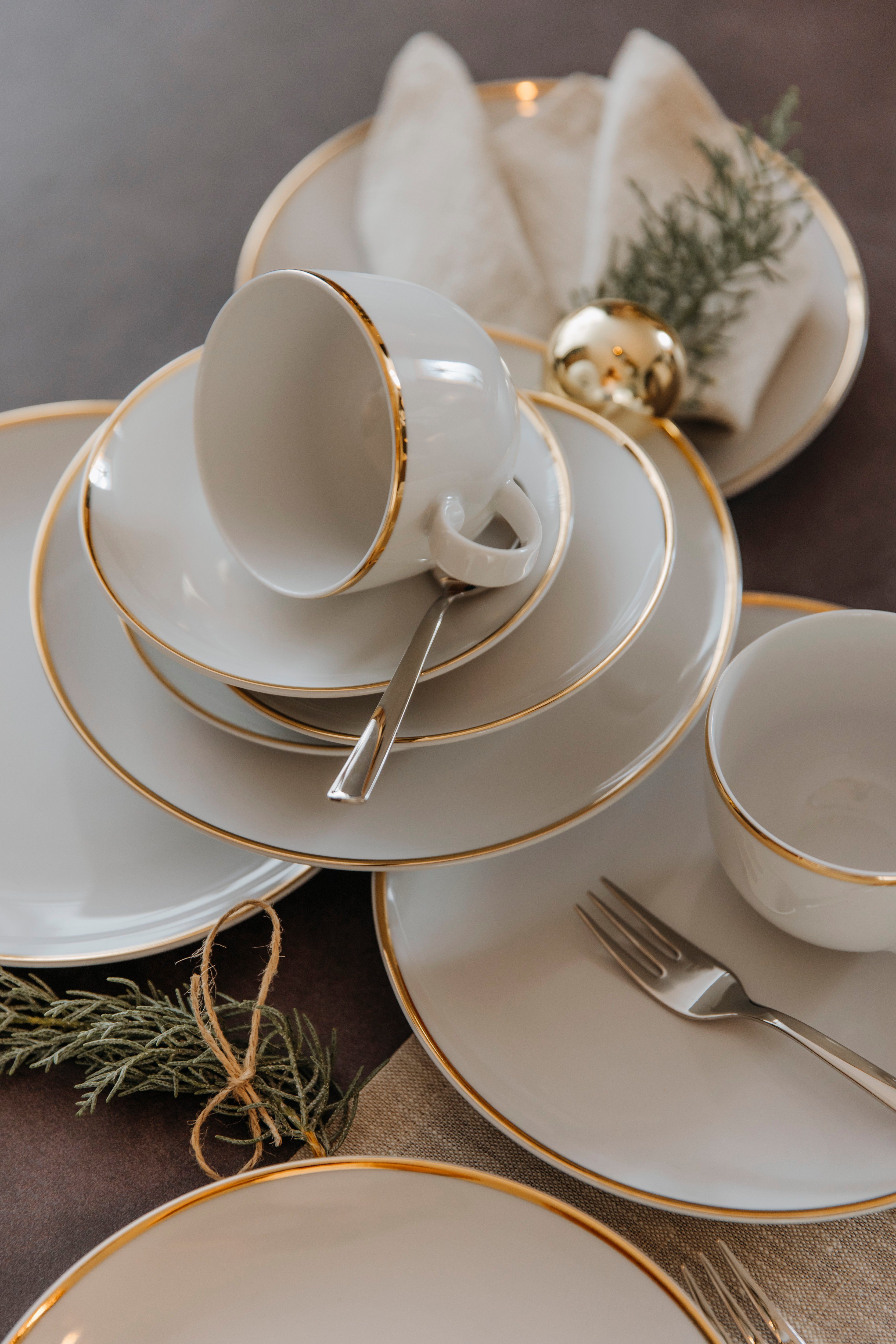 Guido Maria Kretschmer Home&Living Koffieservies GMK servies-set Godi Servies, met de hand beschilderde rand, 18 delen, voor 6 personen (set, 18-delig)