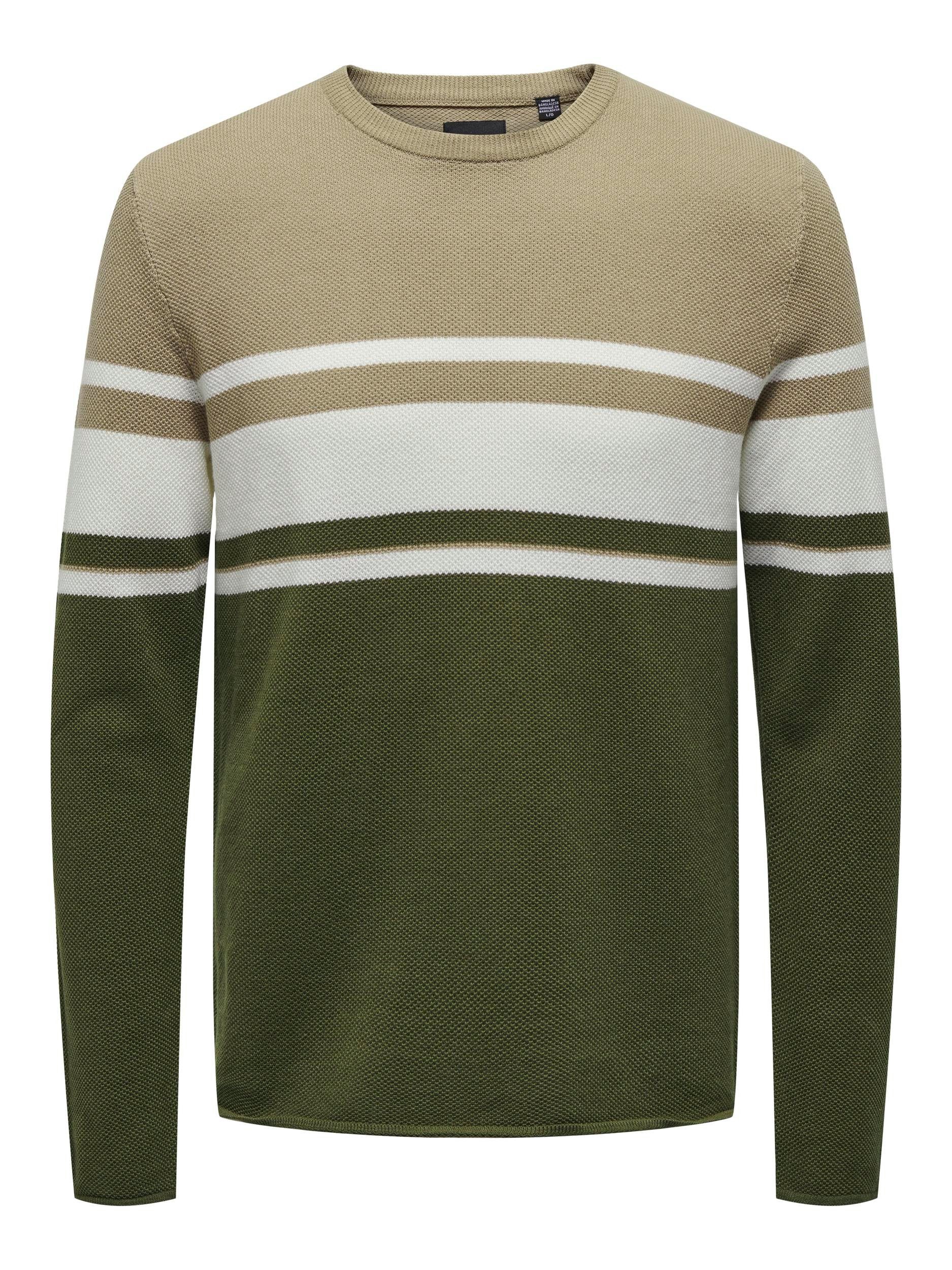 ONLY & SONS Trui met ronde hals ONSNIGUEL REG 12 BLOCK CREW KNIT