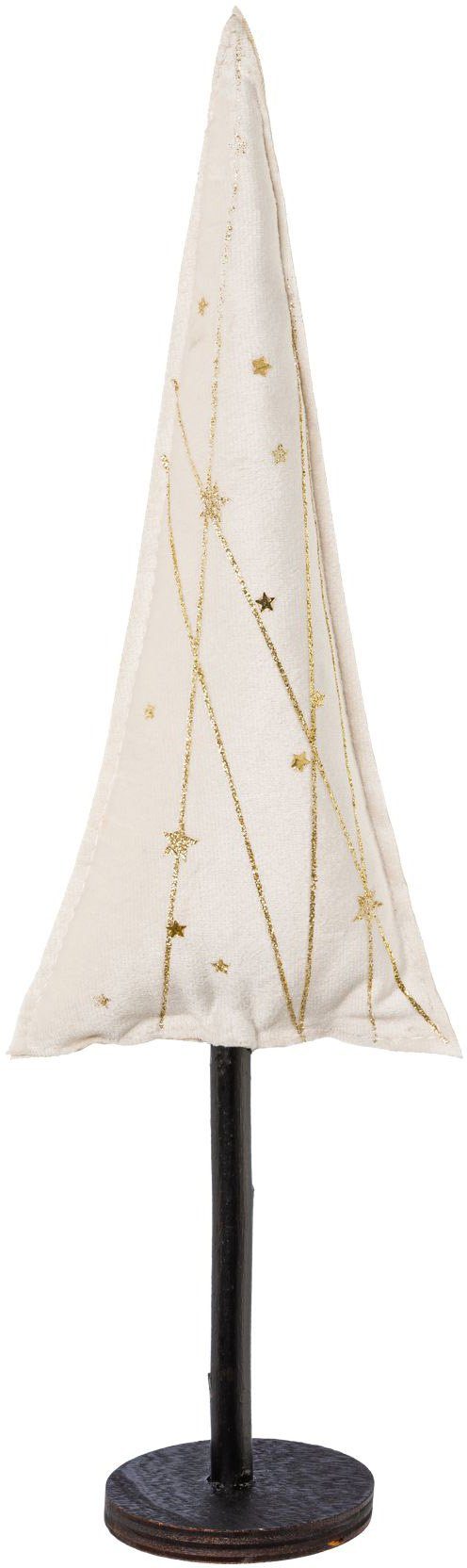 Creativ deco Deco-boom Kerst versiering van fluweelstof met applicaties in 3 maten: 30x9, 40x13, 55x17 cm (set, 3 stuks)