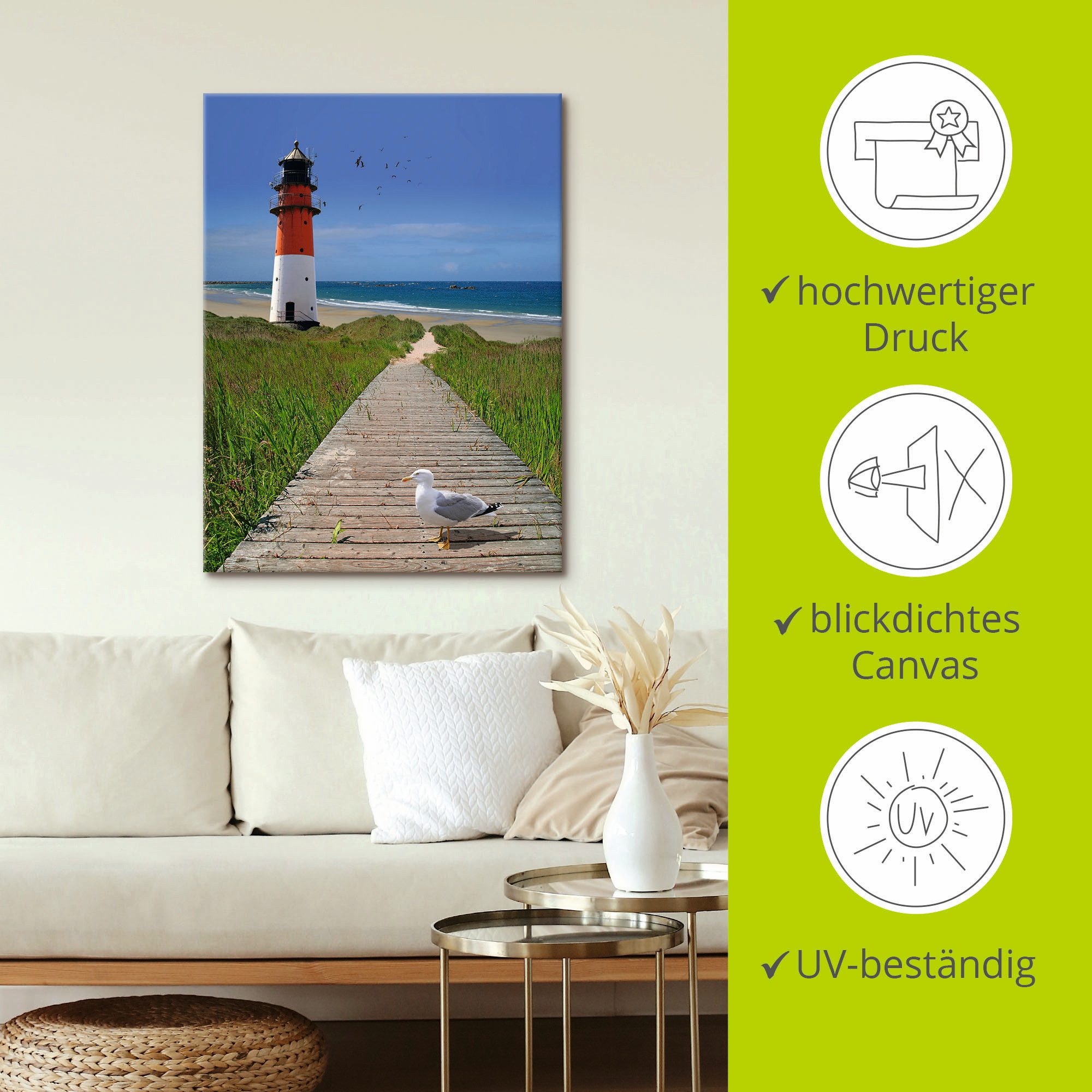 Artland Artprint De weg naar zee als artprint op linnen, poster in verschillende formaten maten