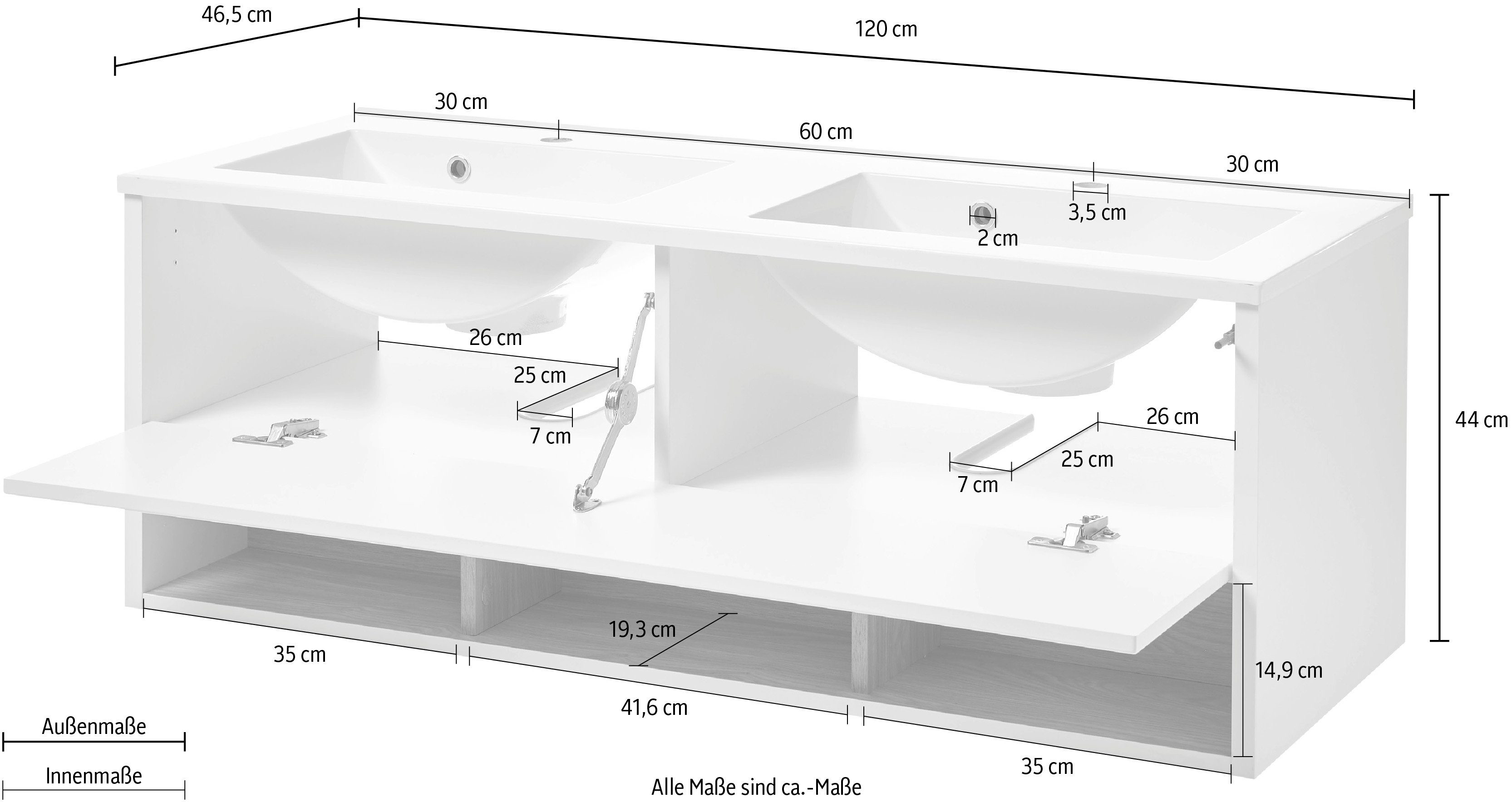 Places of Style Wastafelonderkast Studio Line, wastafel inclusief wasbak, modern ontwerp