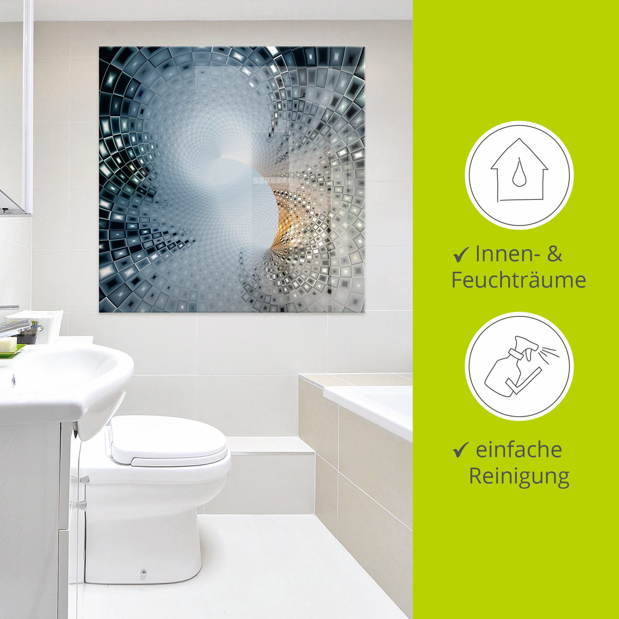 Artland Print op glas Abstract in blauw & goudkleur