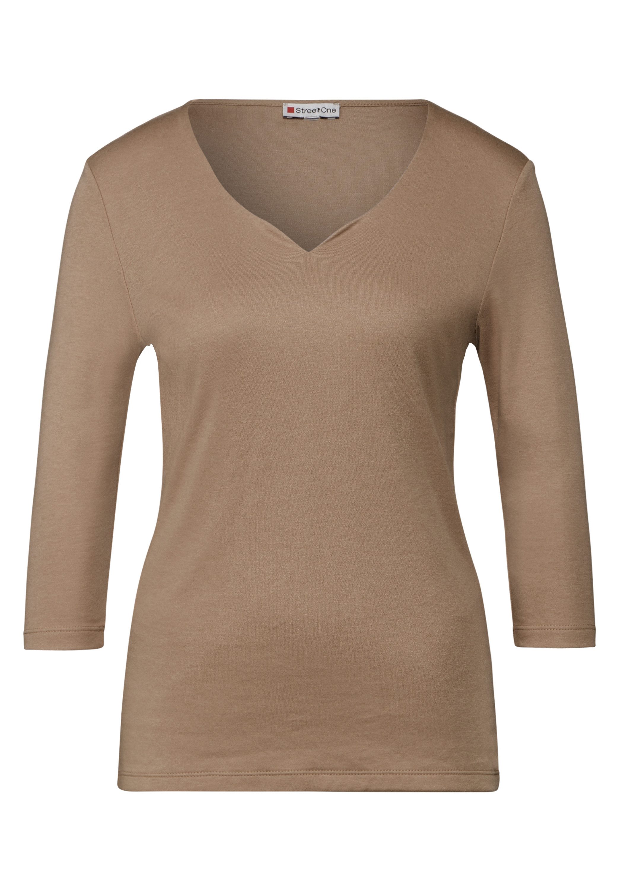 STREET ONE Shirt met lange mouwen met hartvormige halslijn