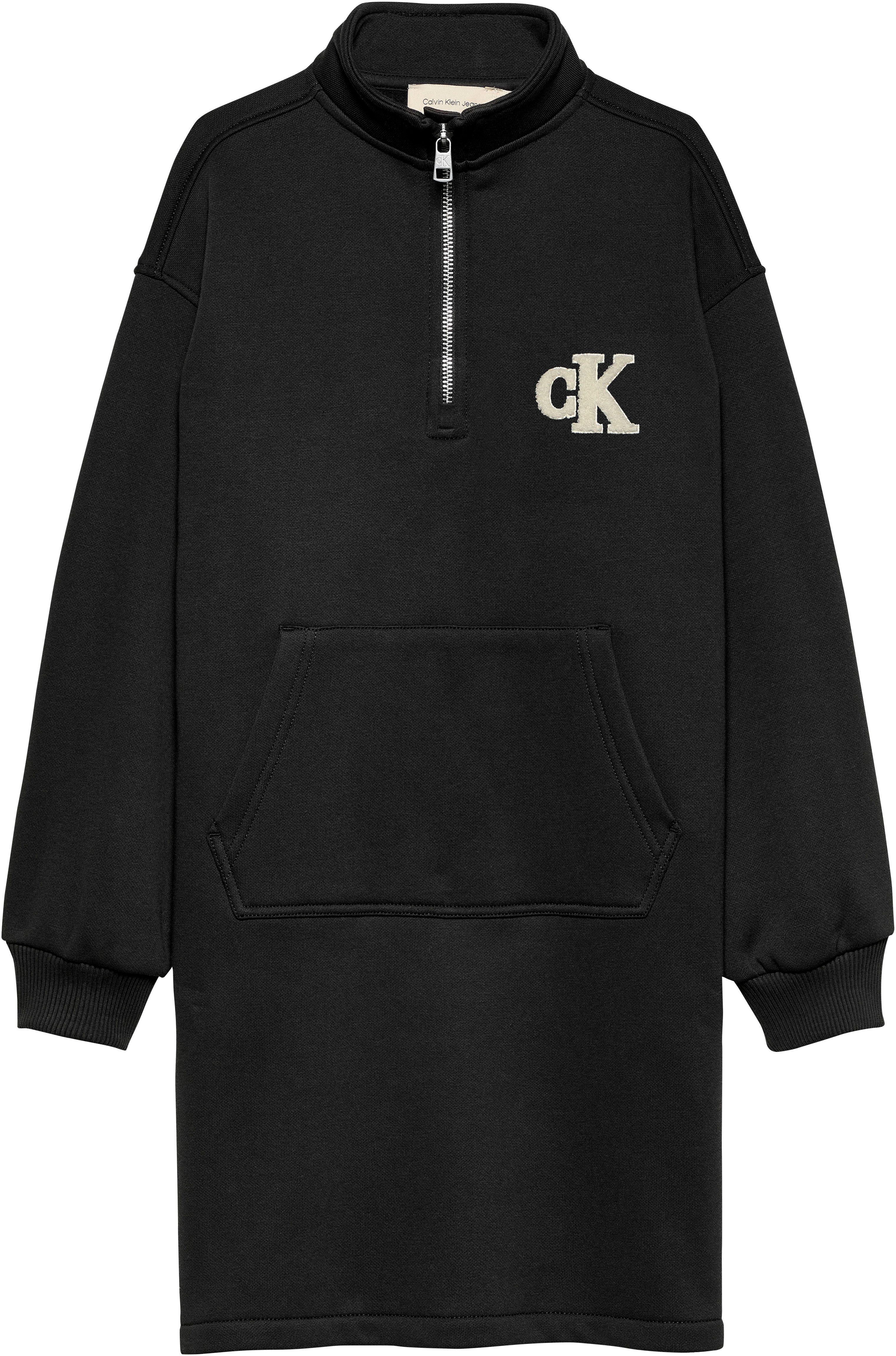 Calvin Klein Sweatjurk Teddy Monogram Zip Fleece Dress voor kinderen tot 16 jaar en met logo-patch