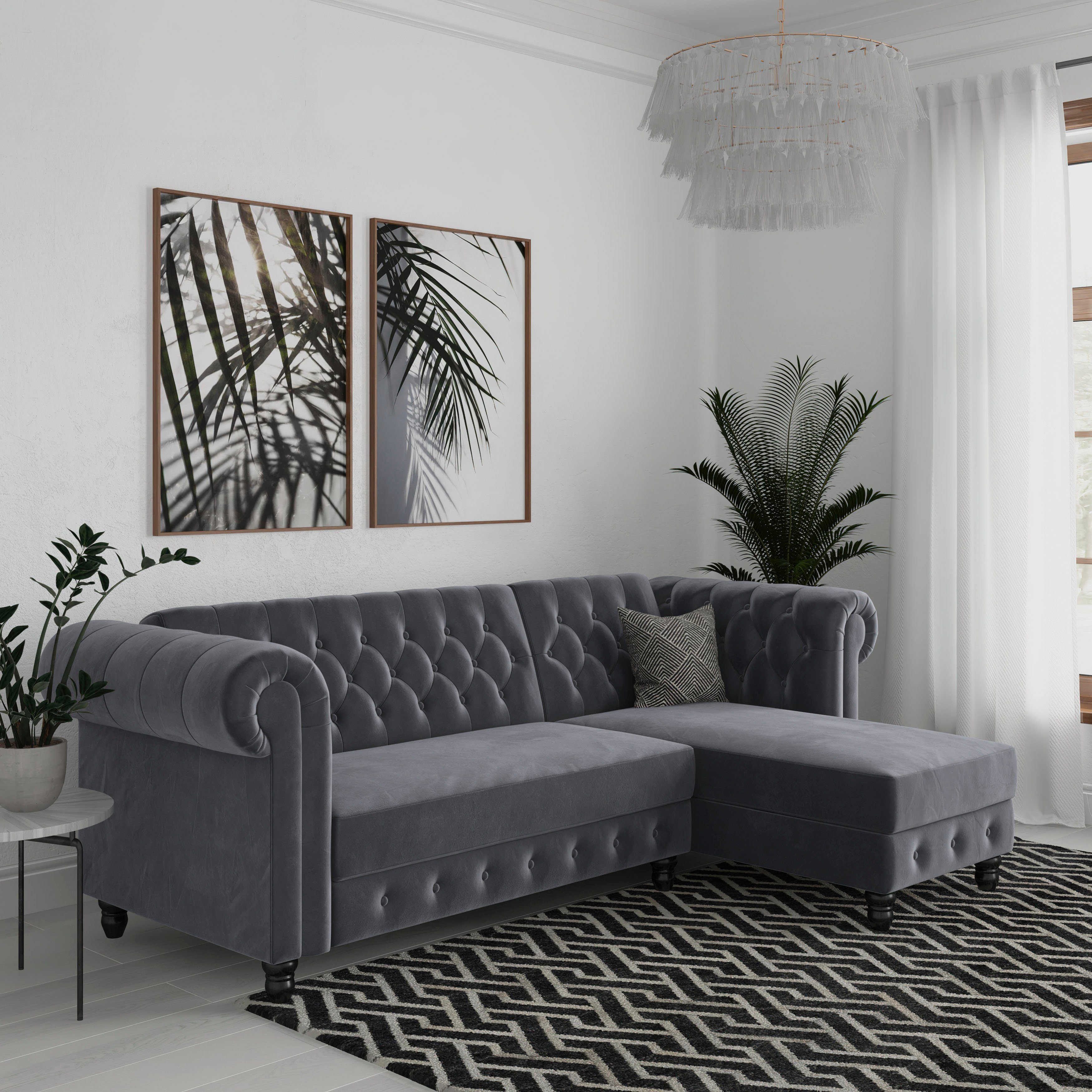 Dorel Home Hoekbank Felix, L-model, 241 cm (ligoppervlak108x195 cm), récamier verwisselbaar,
