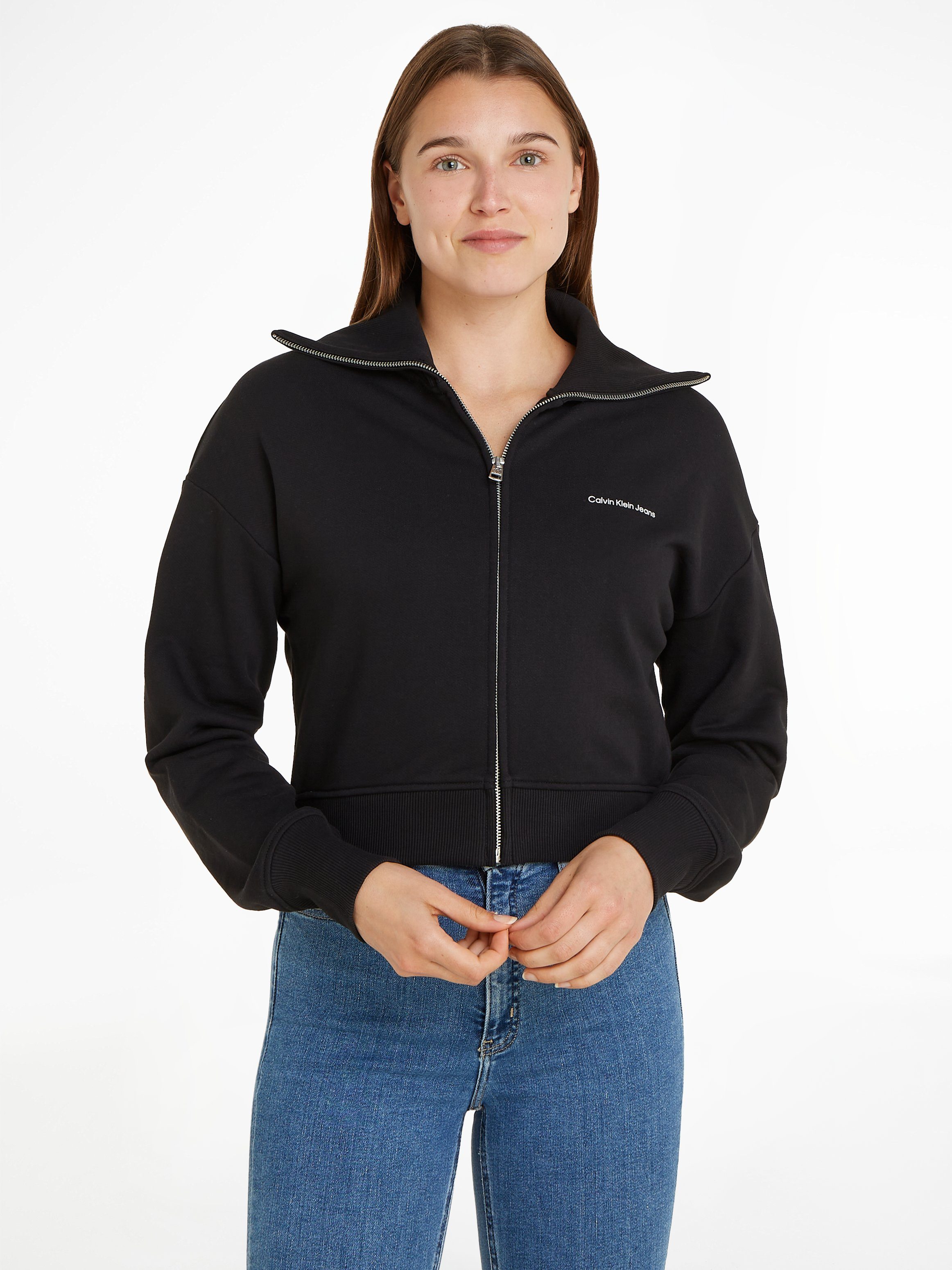 Calvin Klein Jeans Monogram Zip-Through Sweater Dames Black Dames