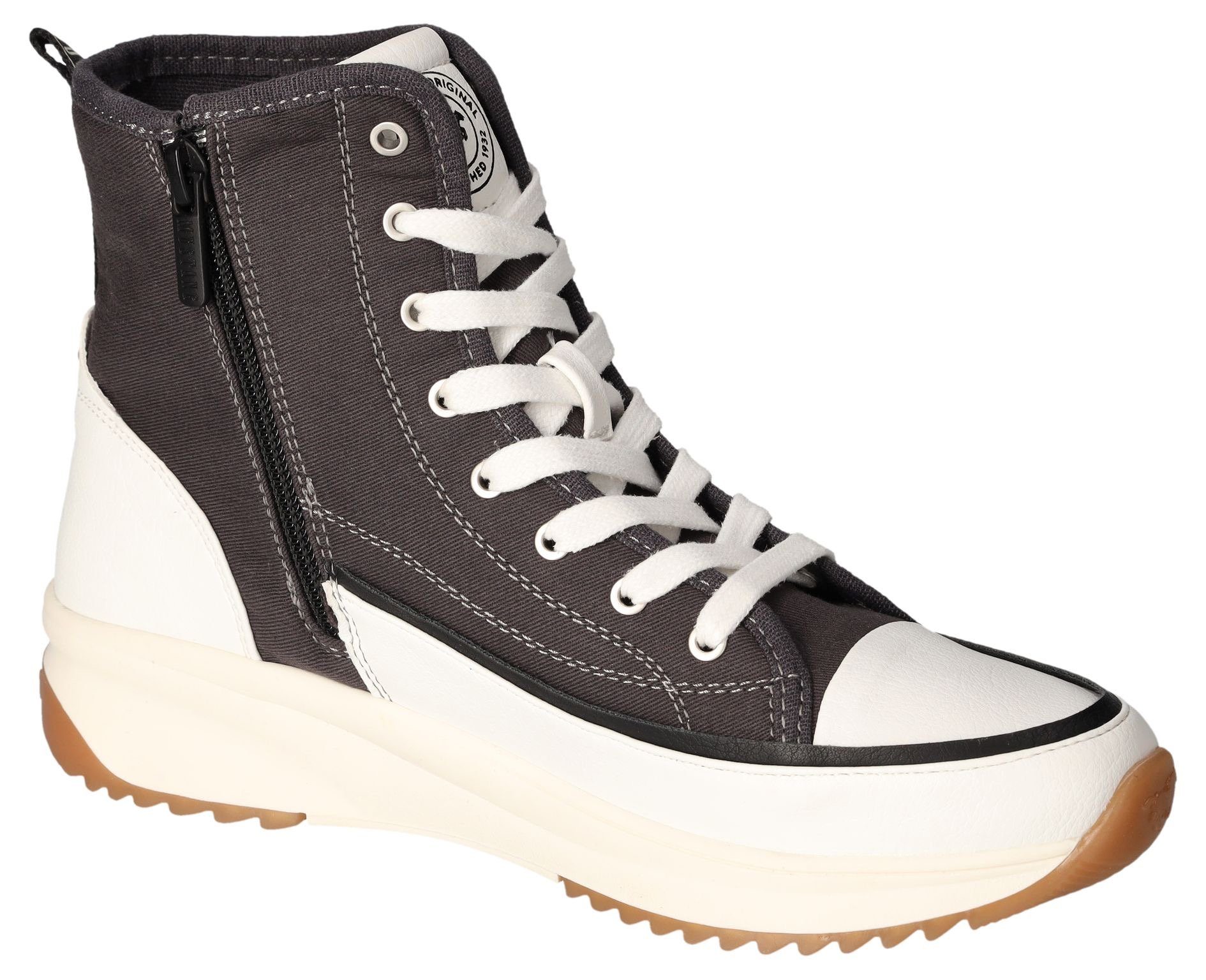 Mustang Shoes Hoge veterschoenen plateau, high top-sneaker, vrijetijdsschoen met rits
