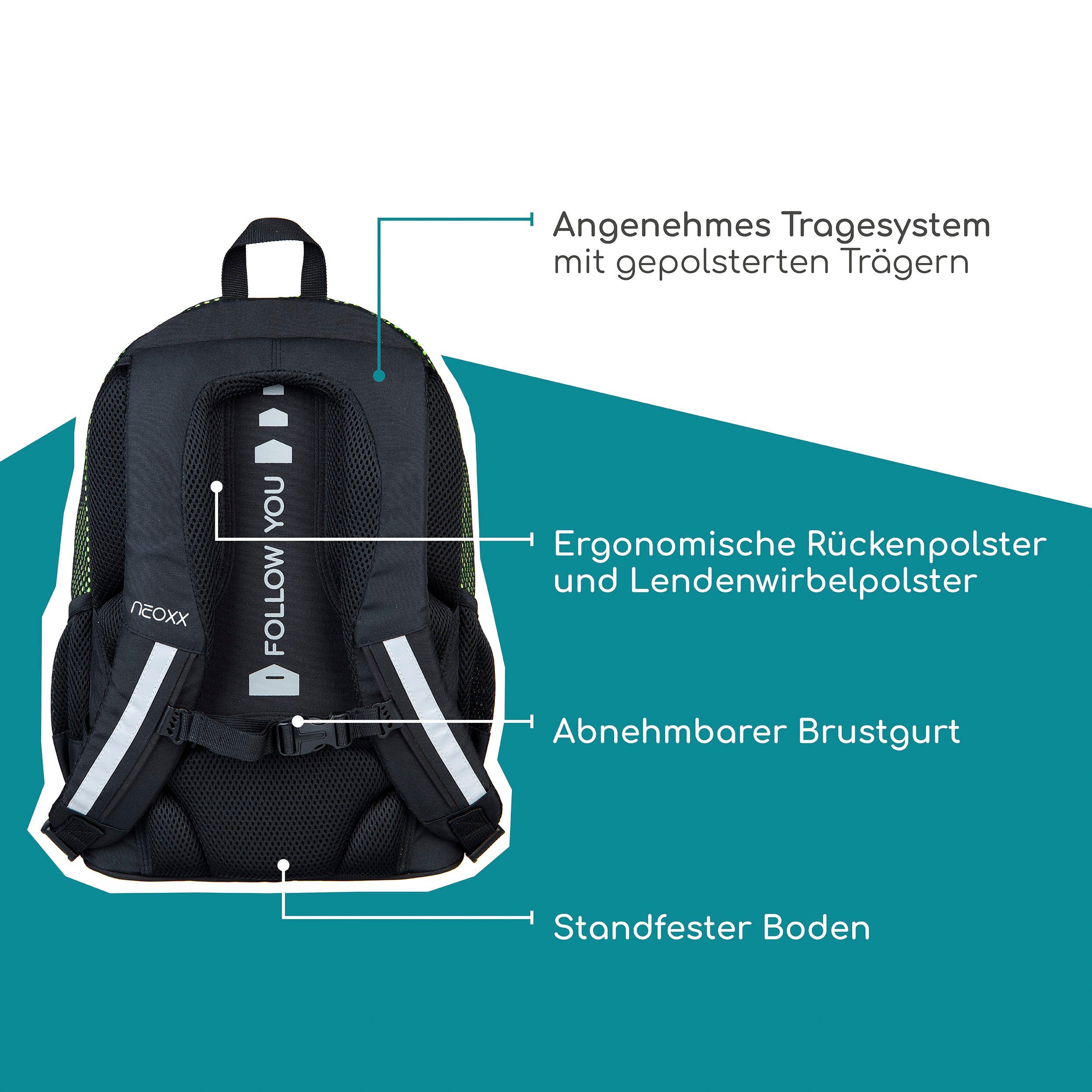 neoxx Schoolrugzak Flow, All about Neon gedeeltelijk van gerecycled materiaal