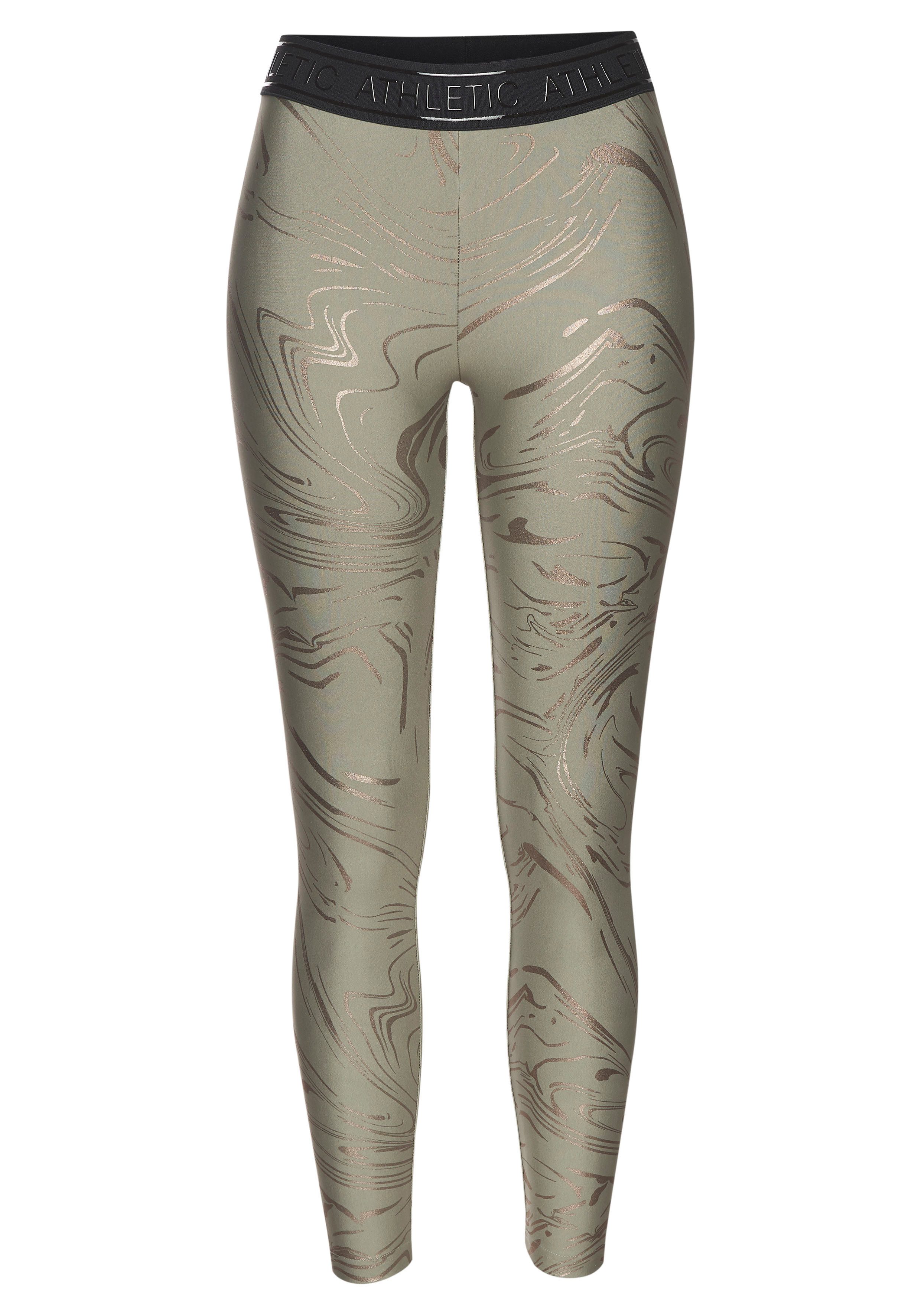 active by Lascana Functionele legging Sportleggings met glanzende print en 3D-tekst