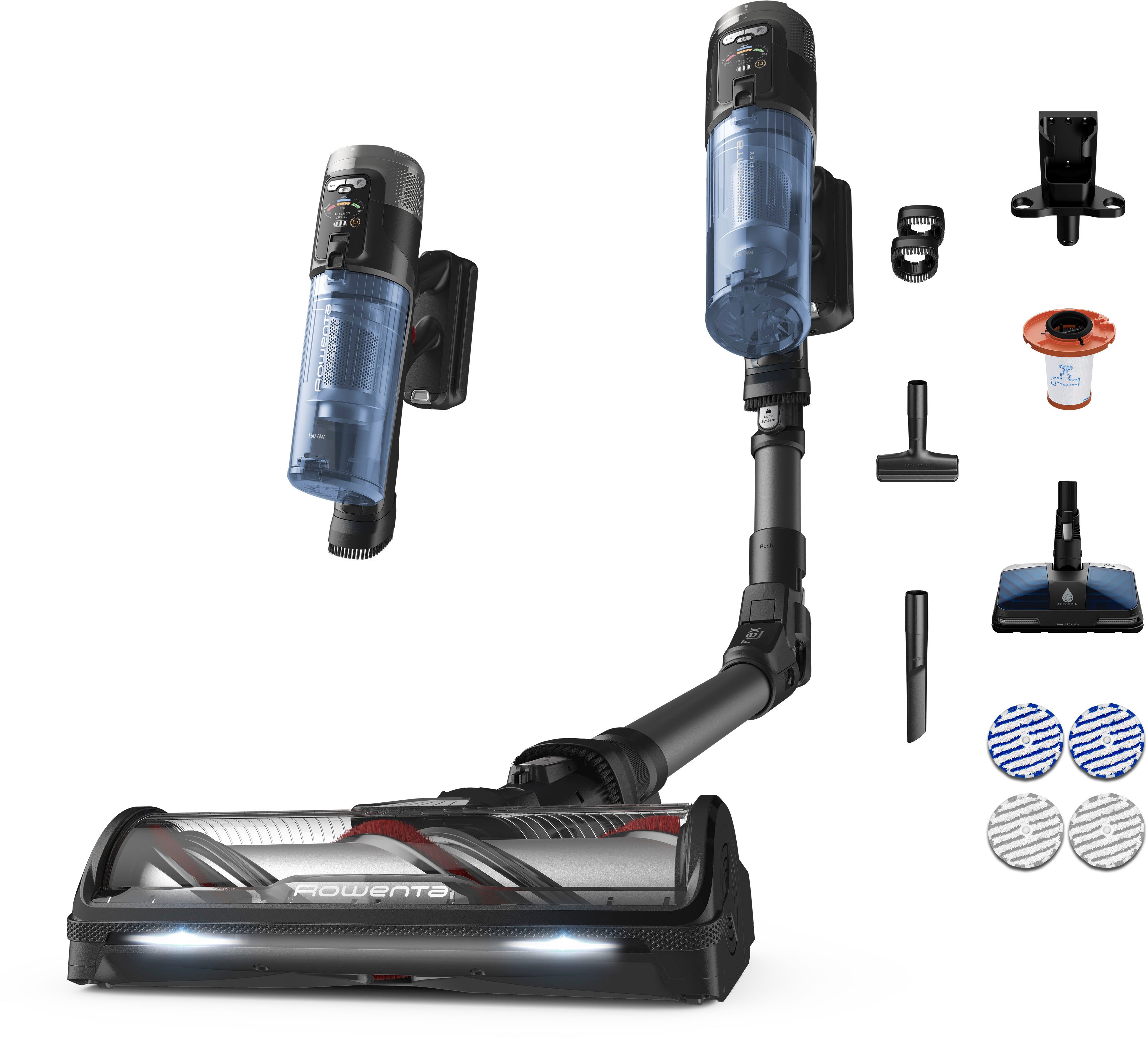 Rowenta Nat-droog-kruimeldief RH9LC1 X-Force Flex 12.60 Neo Allergy Aerospin 150 aw, 60 min. zuigkracht, led zuigmond, bijzonder licht ontwerp