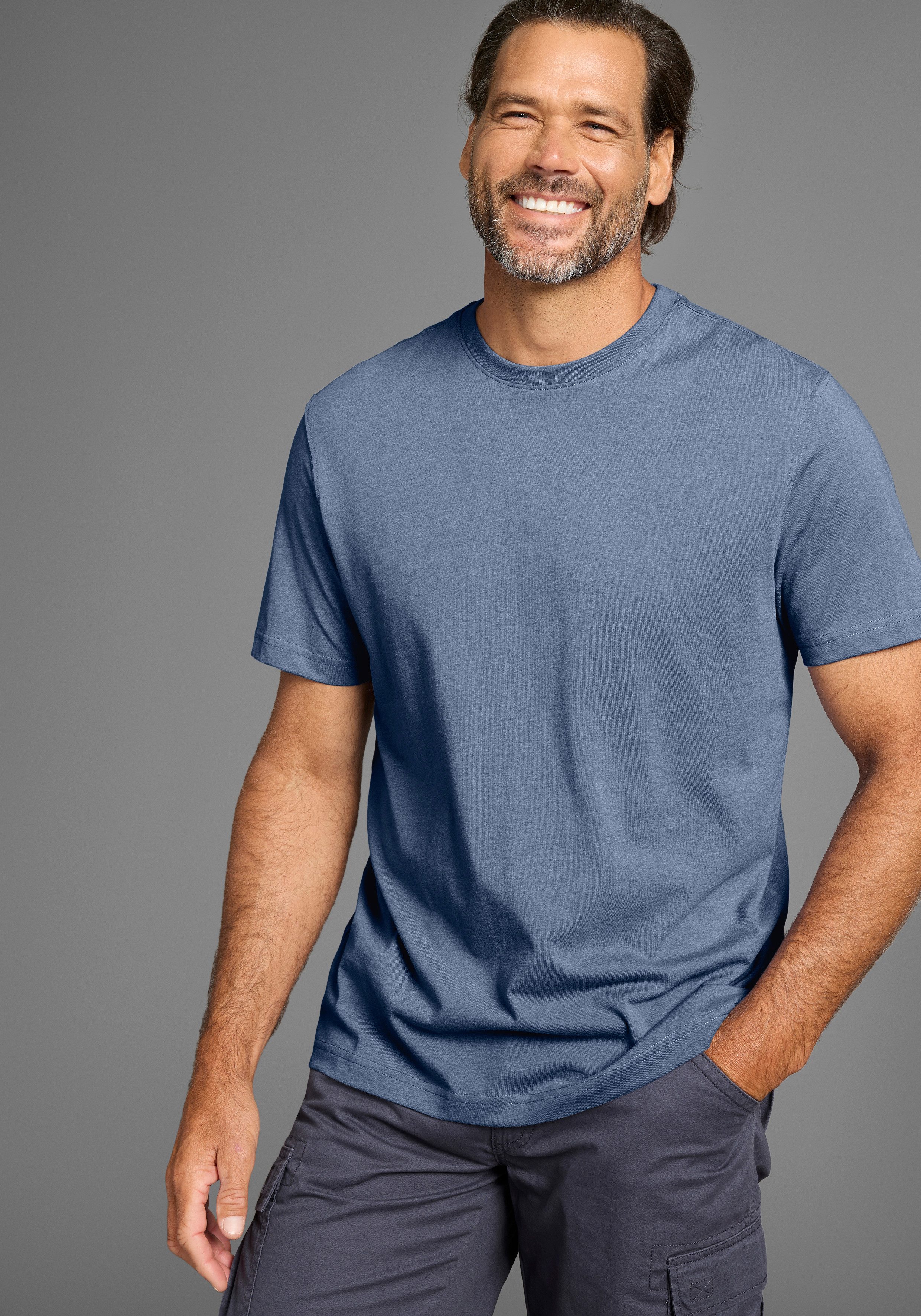 Man's World Shirt met ronde hals Korte mouwen, basic stijl, van katoenmix, 2-pack (2-delig, Set van 2)