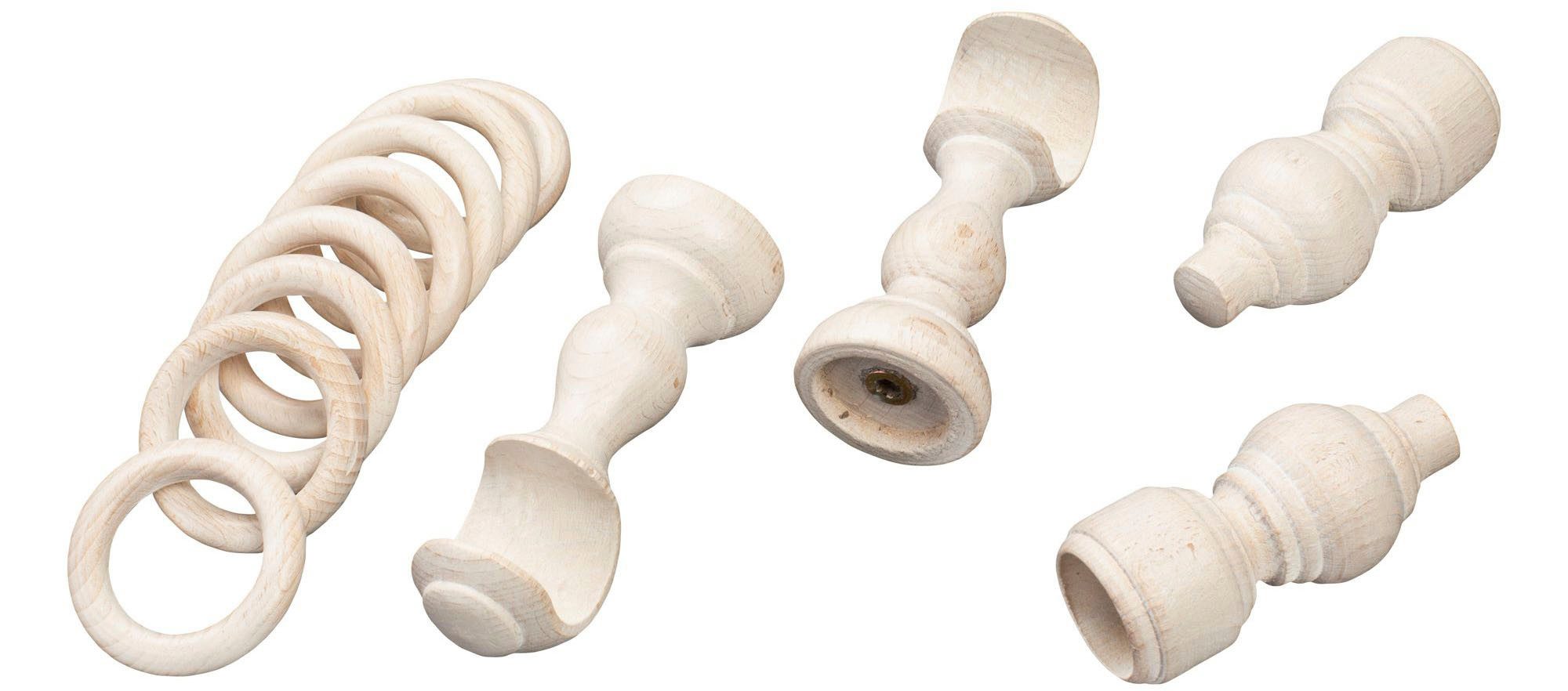 SN DECO GROUP Gordijnroede Filigrano 28 mm, hout, verschillende lengtes en kleuren, compleet set