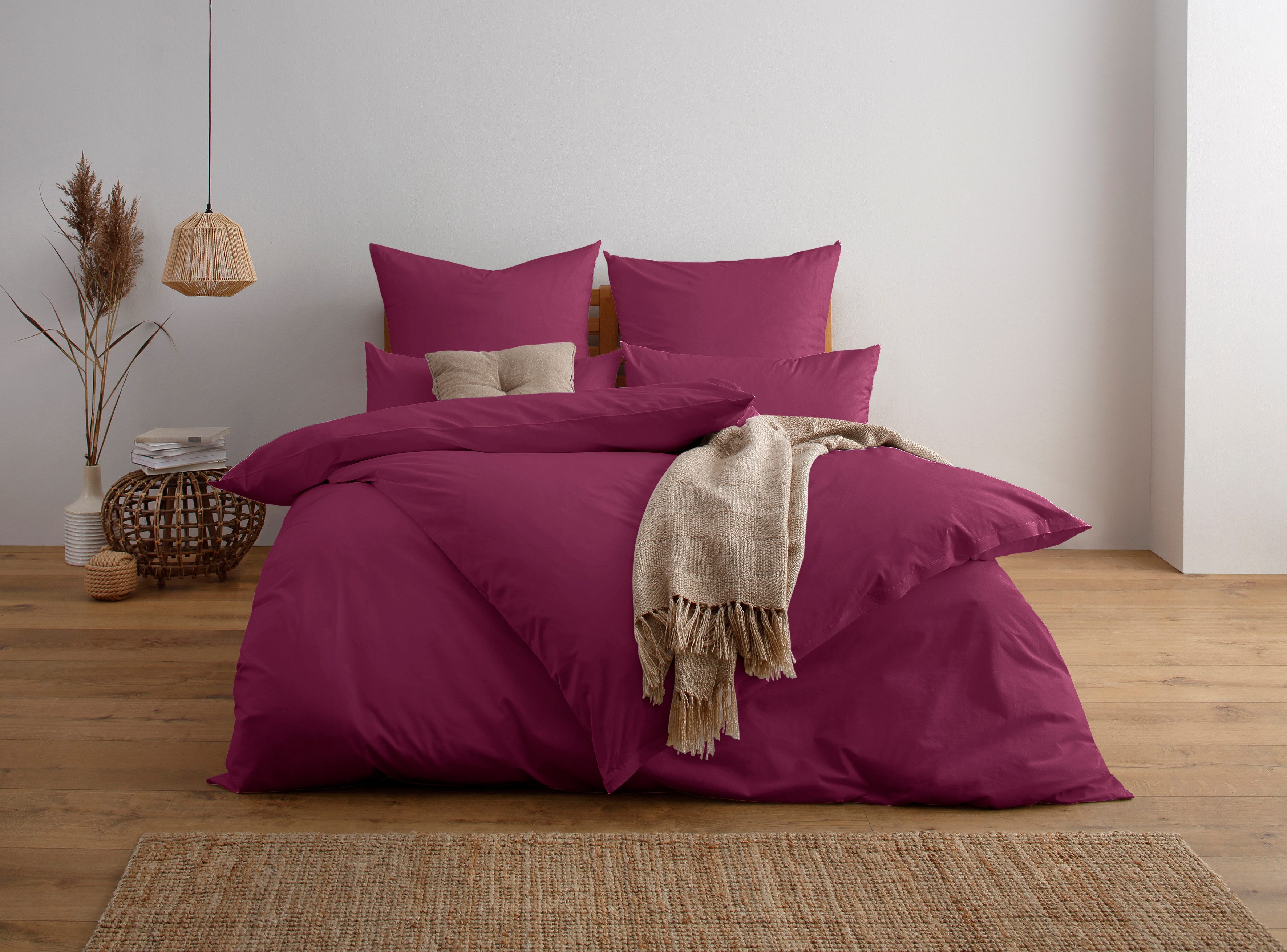 Home affaire Beddengoed Luisa NIEUW: 100% katoen, in maat 135x200 of 155x220 cm (2-delig) dekbedovertrekken paars