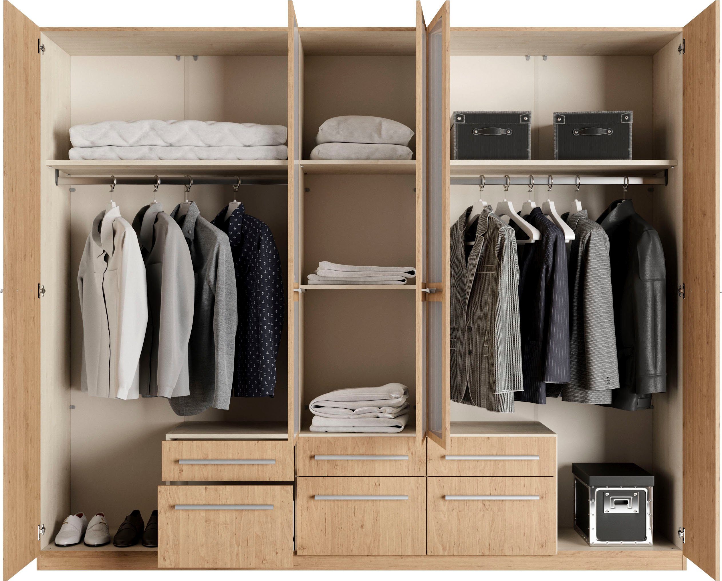 priess Kledingkast Kast garderobe waskast Barcelona in 5 breedtes veel opbergruimte, ruime lades, met spiegel, made in germany