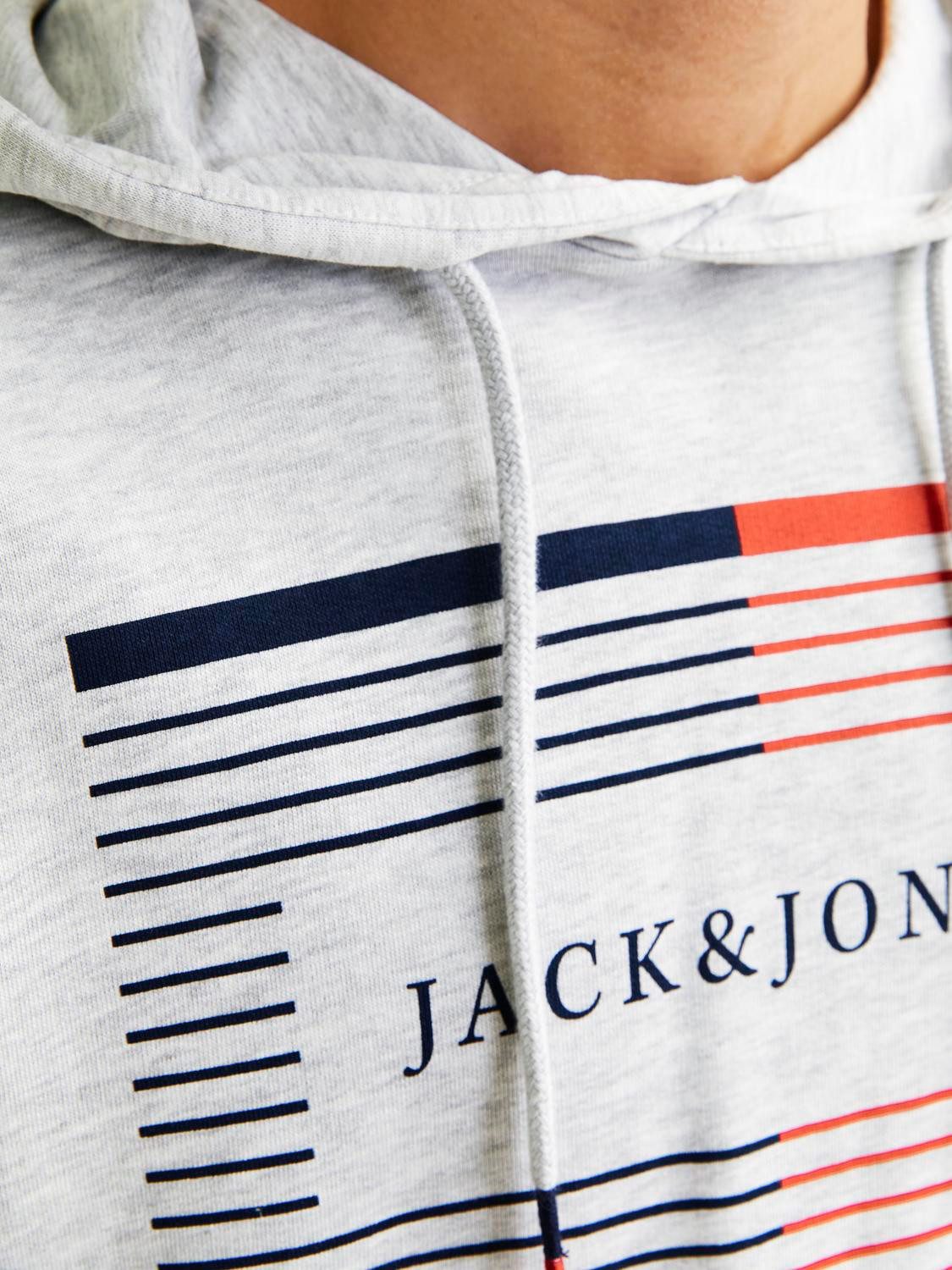 Jack & Jones Hoodie JJCYRUS SWEAT HOOD: Komfortable Baumwollmischung mit coolem Gummidruck (Casual hoodie: basic snit & levendige print)