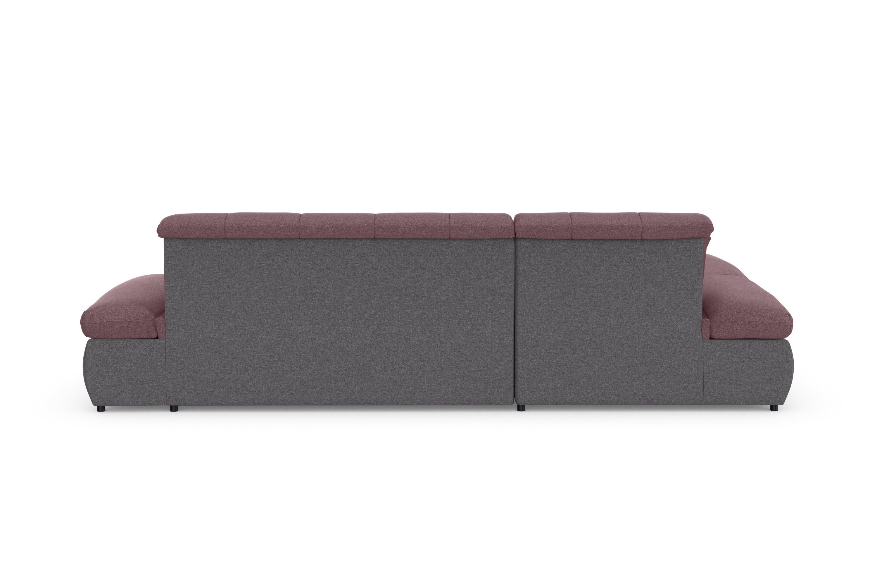 DOMO collection Hoekbank Moric, L-vorm, XXL-bank - Breedte 300cm keuze met bedfunctie en armleuningverstelling, donkergroen