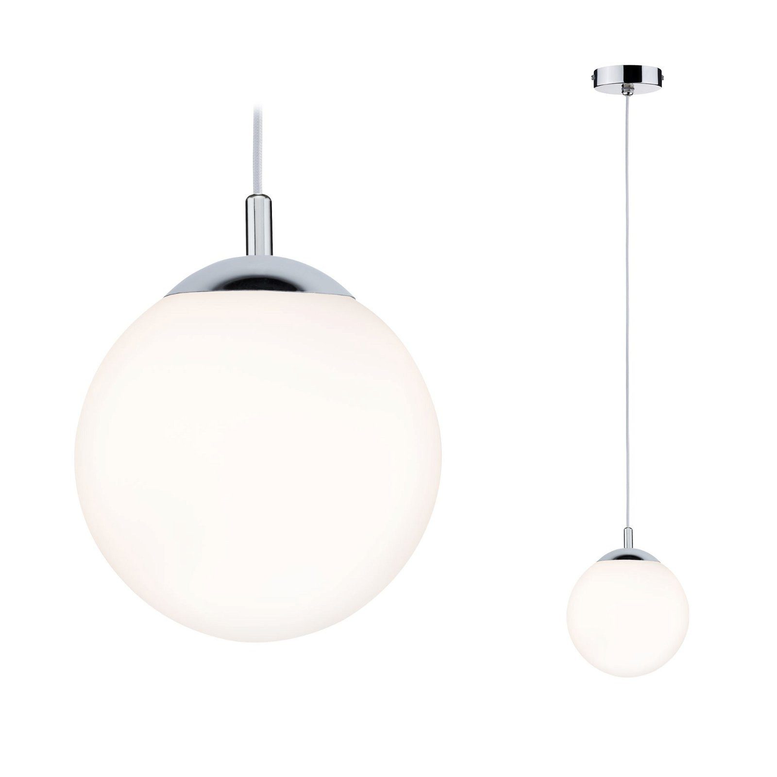 Paulmann Hanglamp Globe IP44 E27 max. 20W Satin, Chroom dimbaar (1 stuk)