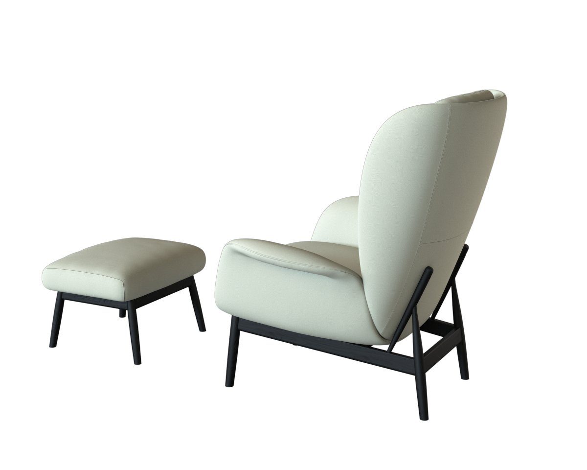 FLEXLUX Oorfauteuil Padova Stijl & comfort, organische vorm, geïntegreerde lendensteun, zwarte voet