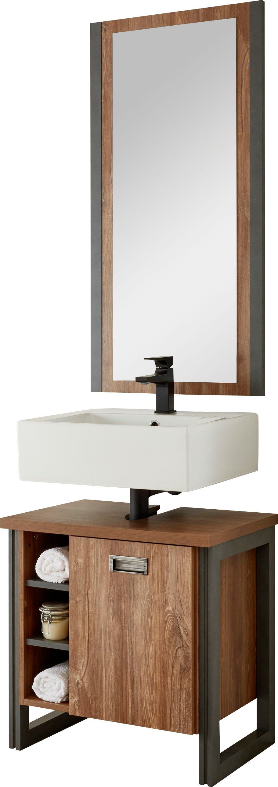 Home affaire Badkamerserie Detroit, Bad im Industrialdesign, 2-teiliges Badezimmer (set, 2-delig)