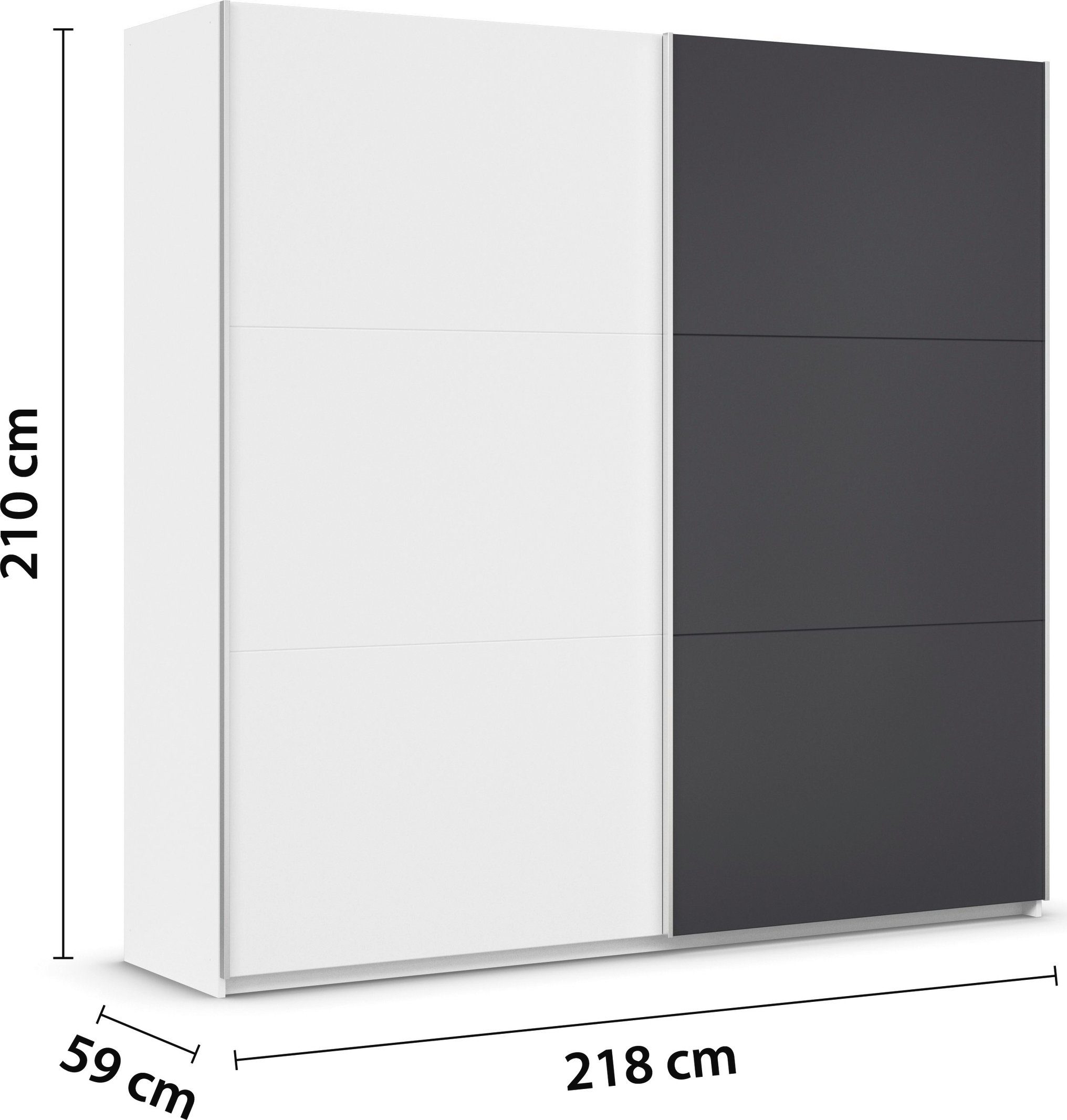 rauch Slaapkamerserie Monza met schuifdeurkast breedte 218 cm, bedcombinatie in 2 breedtes