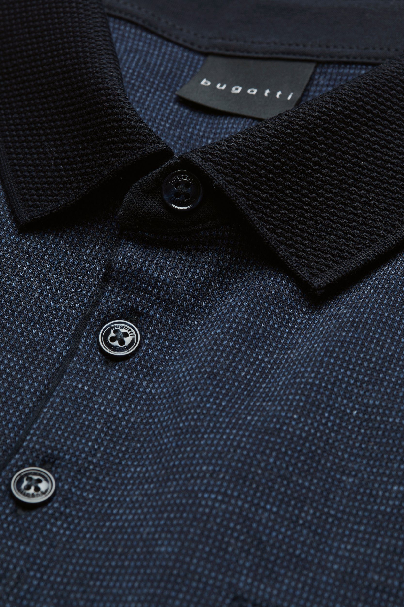 Bugatti Poloshirt met lange mouwen in 2-tone-look