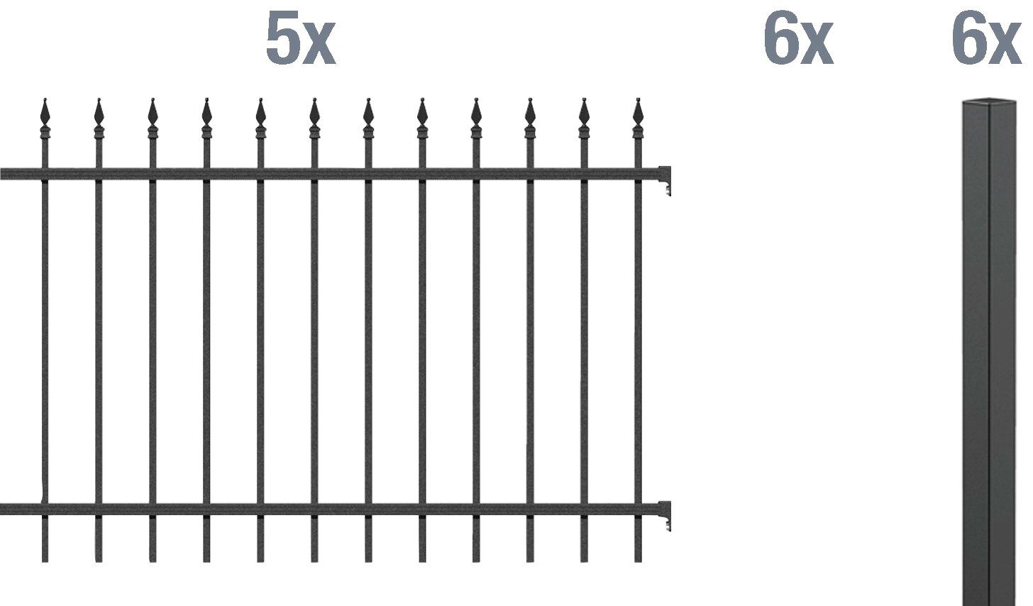 GAH Alberts Metalen hek Chaussee Hoogte: 100 en 120 cm, totale lengte: 10 m, om vast te schroeven (set)