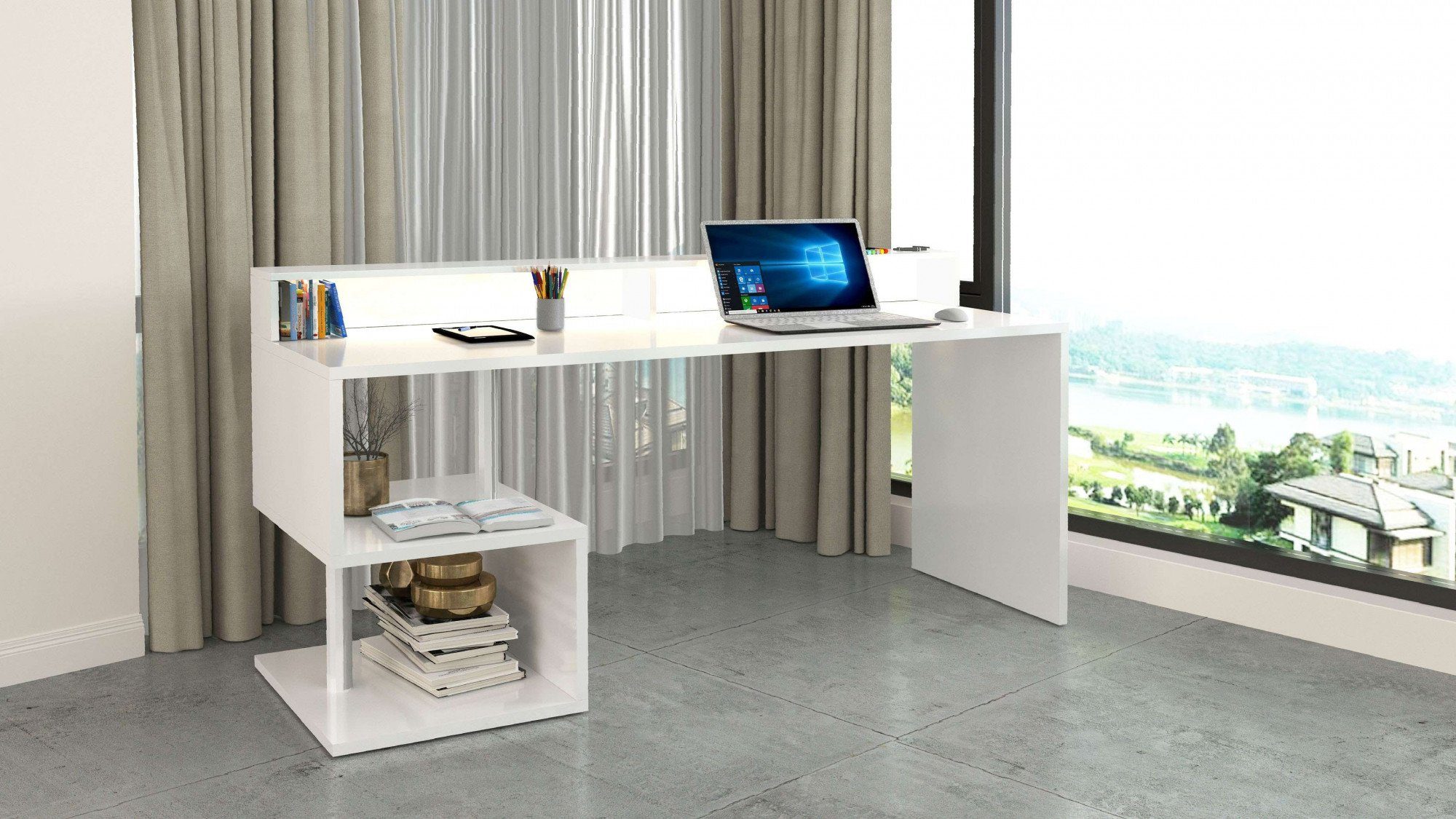 INOSIGN Bureau Essence, modern ontwerp in verschillende breedtes, met en zonder monitorsteun, gemaakt in italië