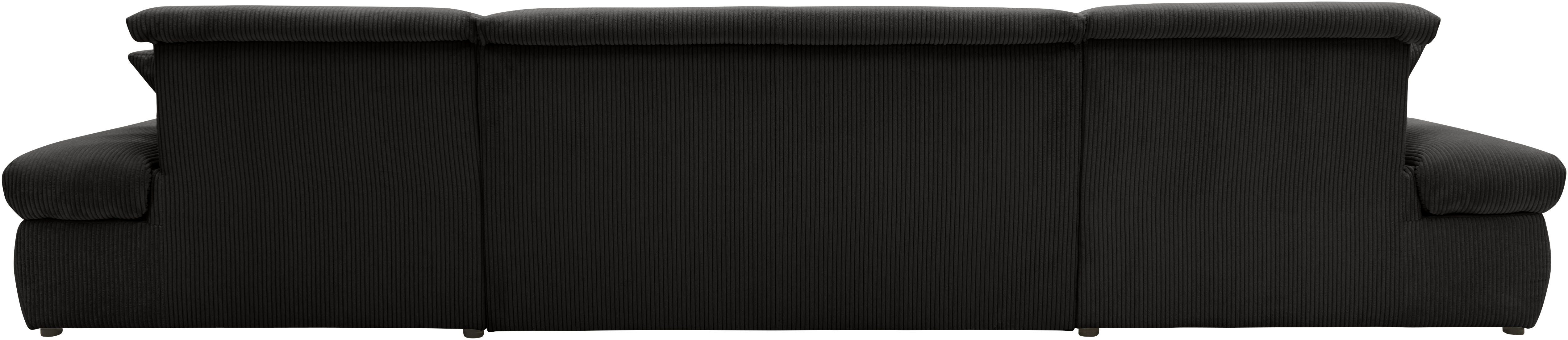 DOMO collection Zithoek Moric optioneel met slaapfunctie en armleuningsverstelling, XXL U-vorm, aan beide zijden met recamière, incl. sierkussen, cord-bekleding