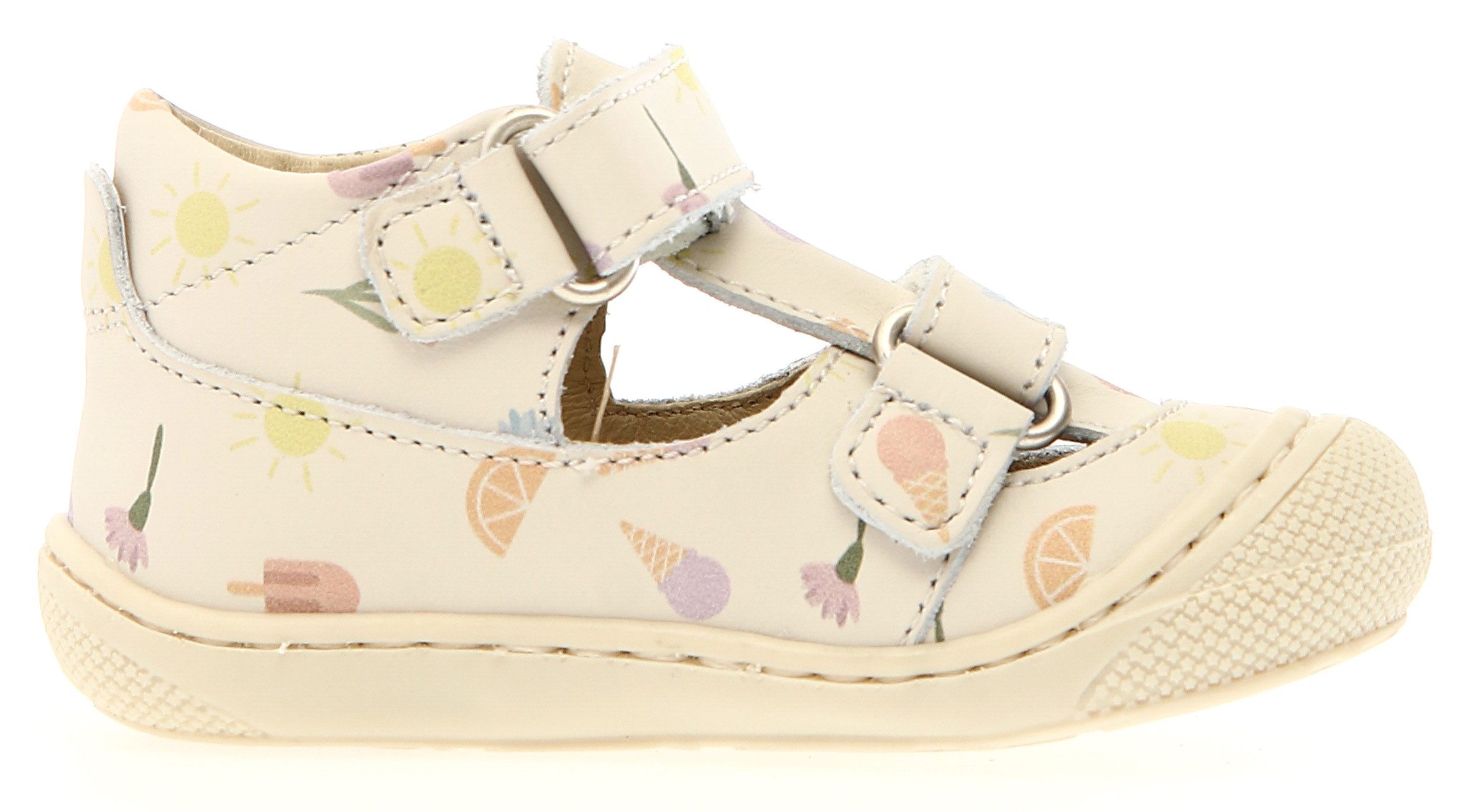 Naturino Sandalen PUFFY PR FRESHEN MILK Bareschoenen met zachte zool, maat sjabloon te downloaden