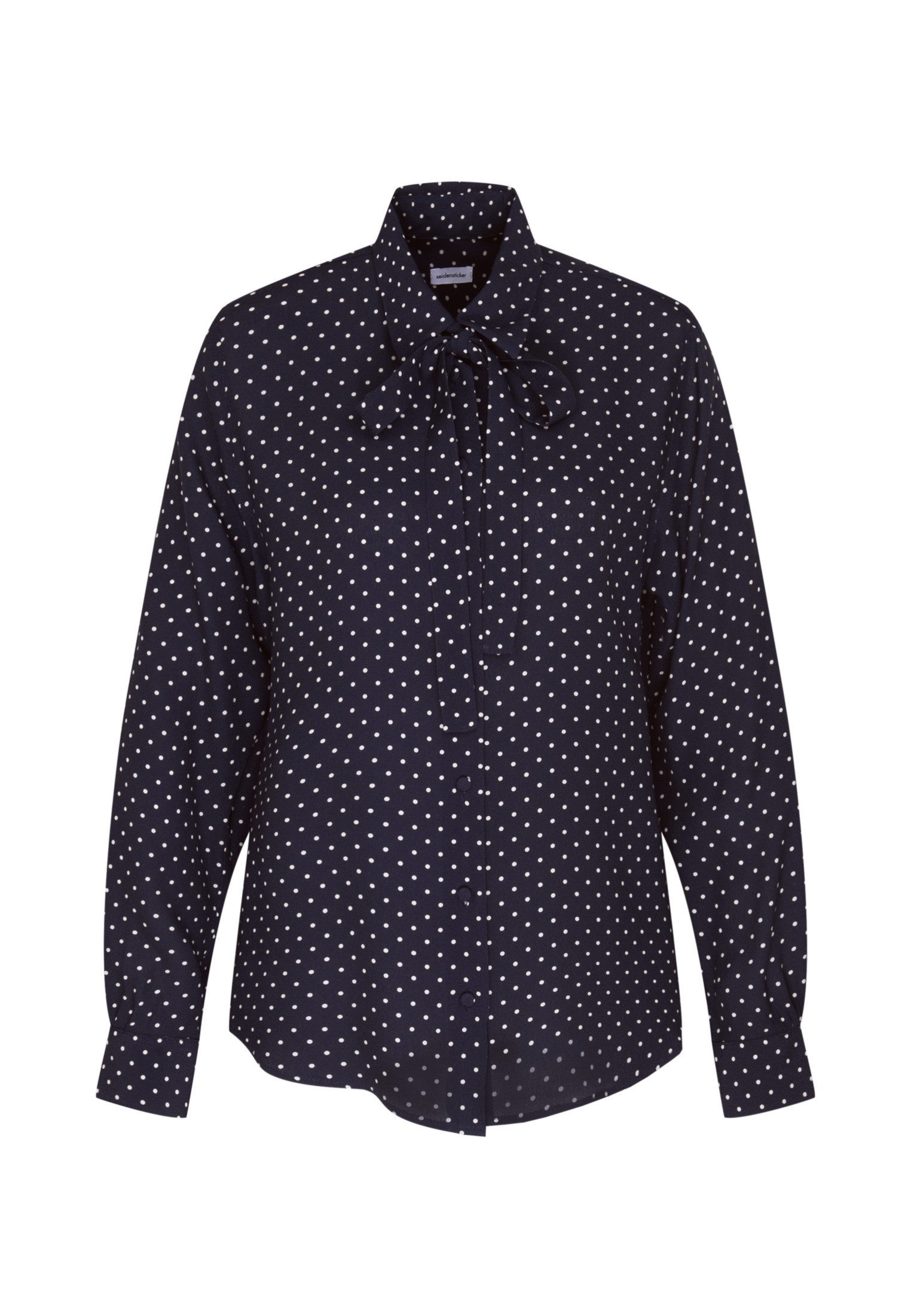 seidensticker Blouse met kraagstrik Lange mouwen kraag stippen