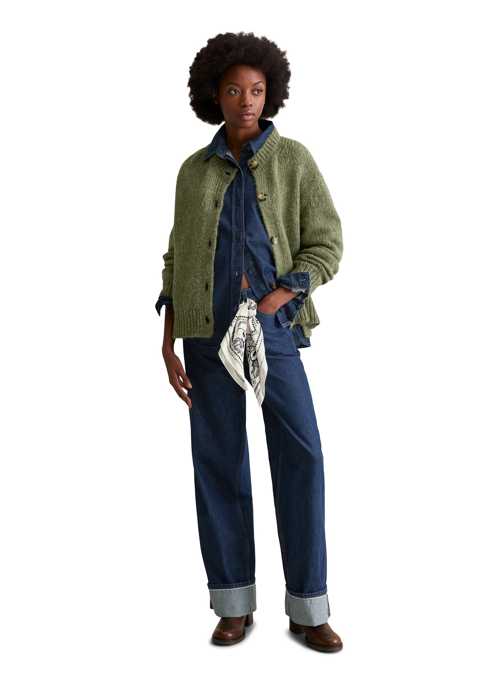 Marc O'Polo DENIM Cardigan RELAXED van knuffelige scheerwol-alpacawolmix