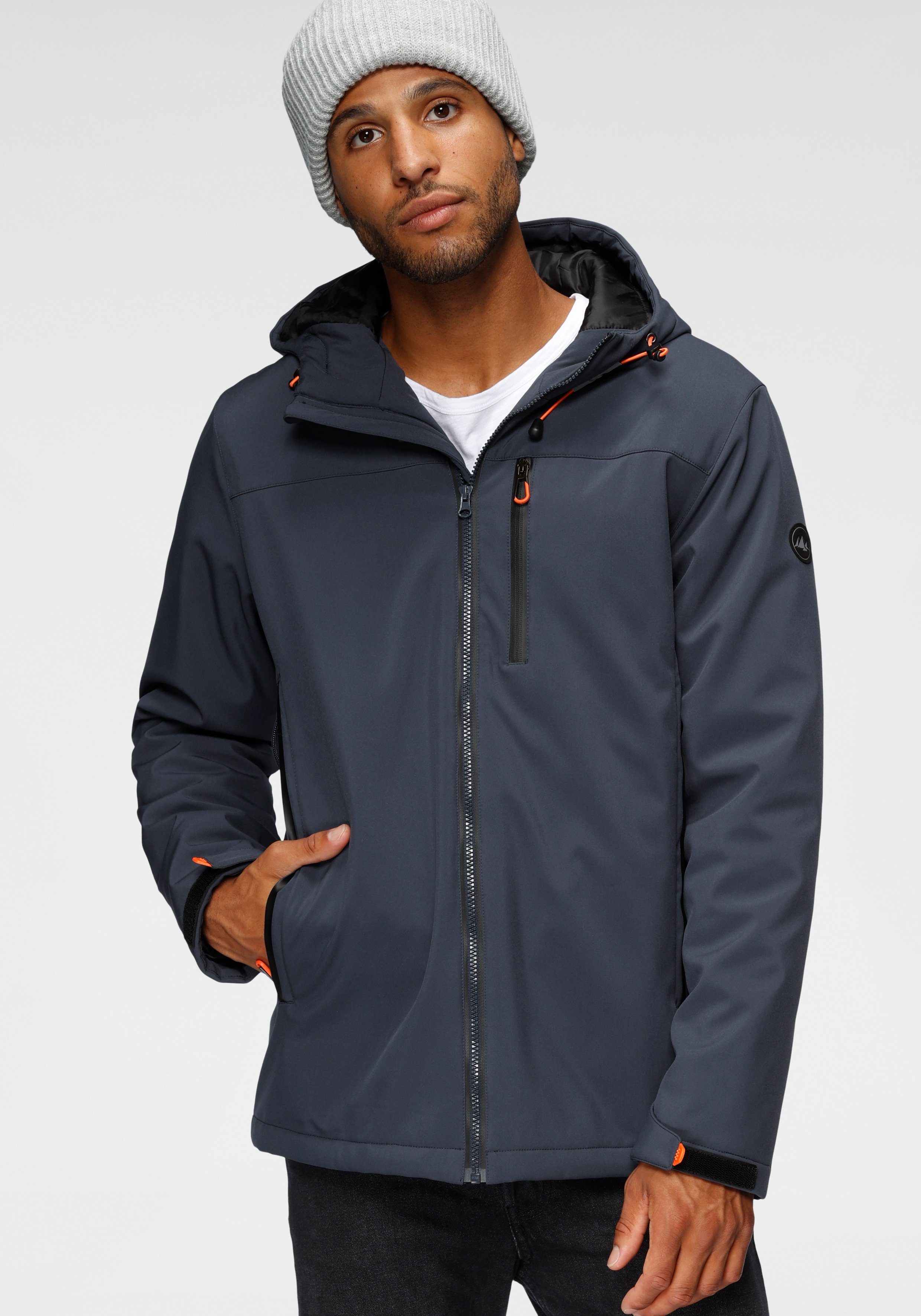 Polarino Winterjack voor koude temperaturen, van softshell, met capuchon, veel zakken