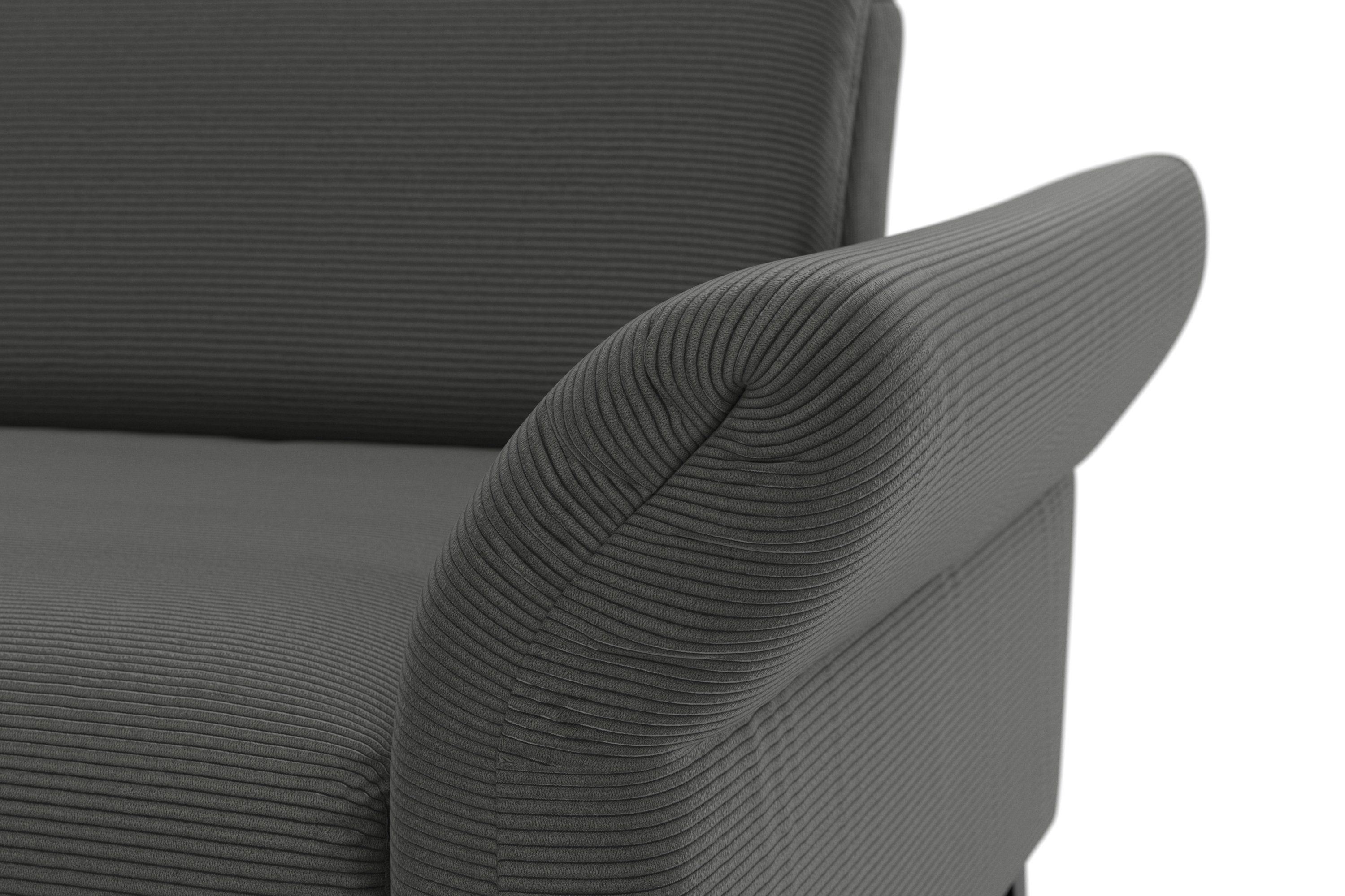 INOSIGN Hoekbank Coco L-vorm Verstelbare zitdiepte, armleuning en hoofdeind, cordbekleding, poothoogte 15 cm
