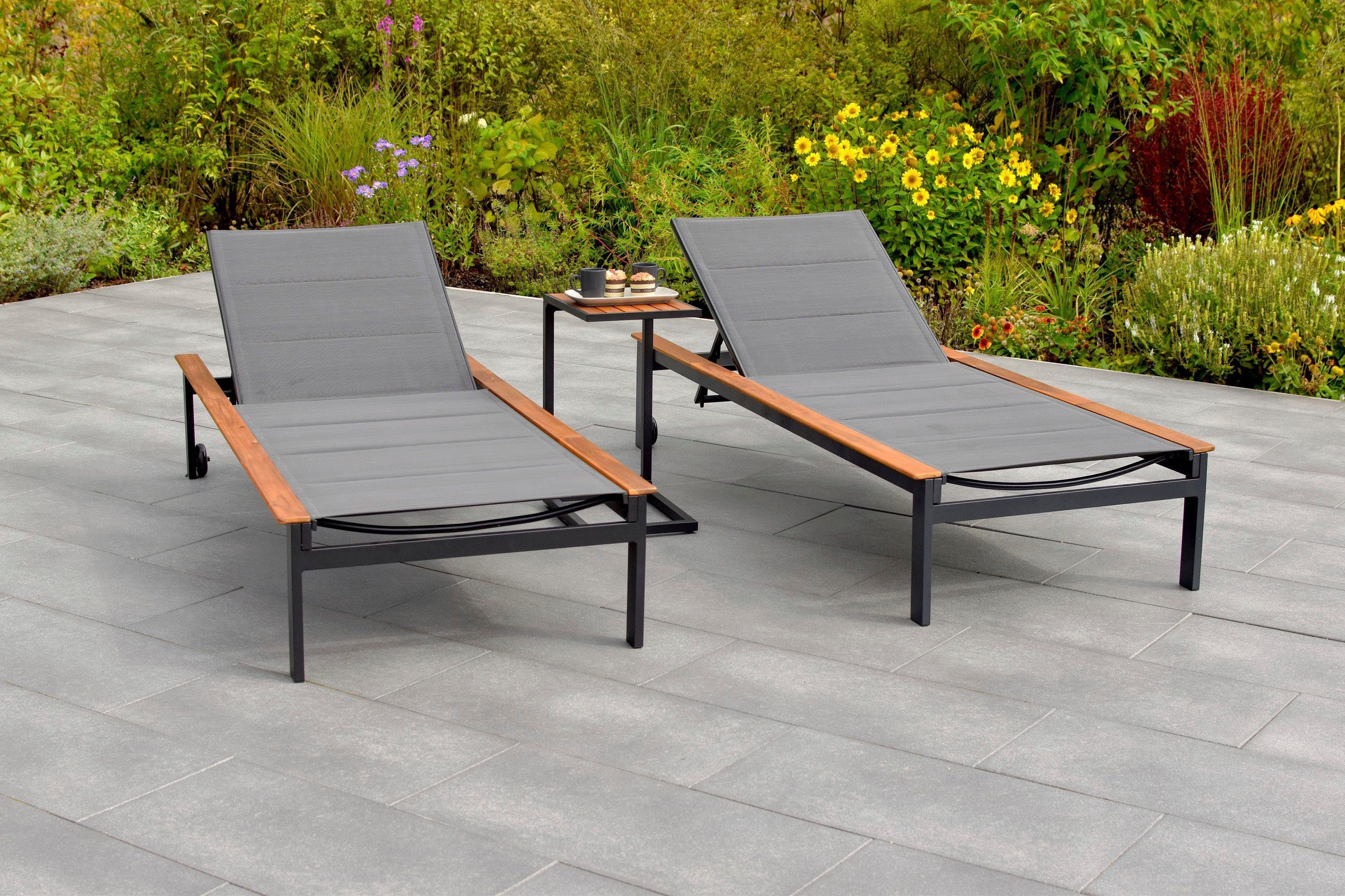 MERXX Ligstoel Paxos 2 ligstoelen en bijzettafel (set)
