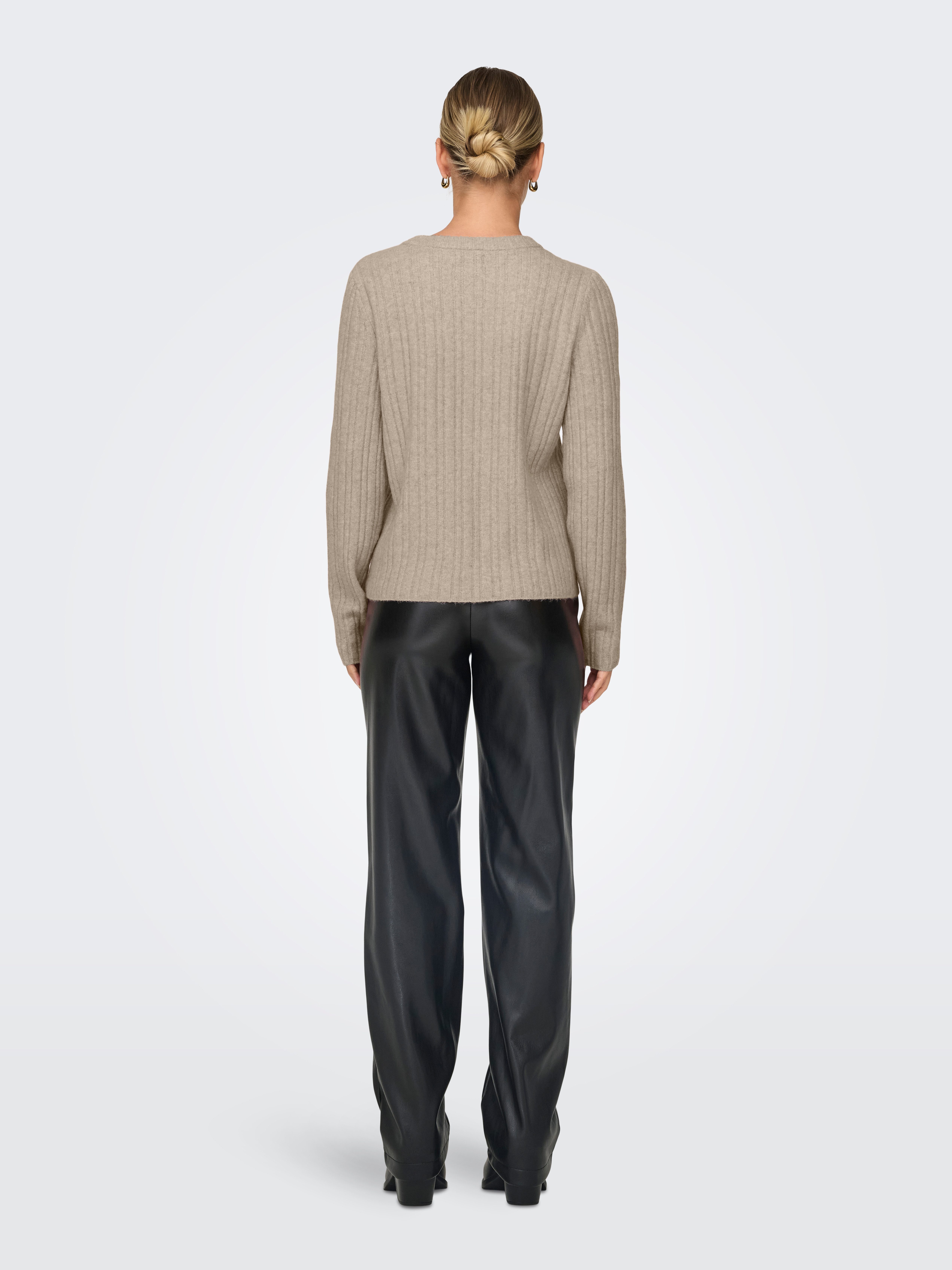 Only Trui met ronde hals ONLJEANETT LIFE L/S RIB O-NECK CC KNT