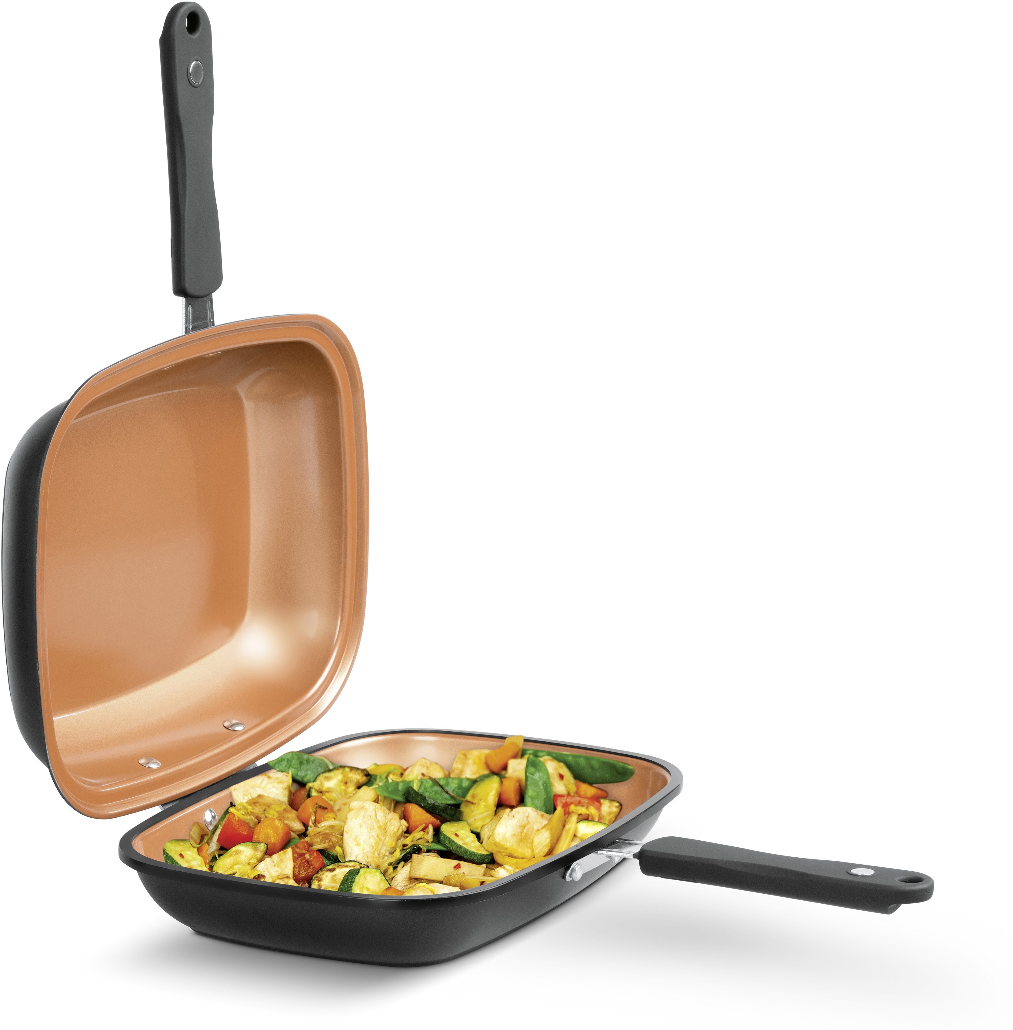 LIVINGTON Koekenpan Black Doubletta Basic Set 2-in-1 keerbare pan, inductie (1-delig)