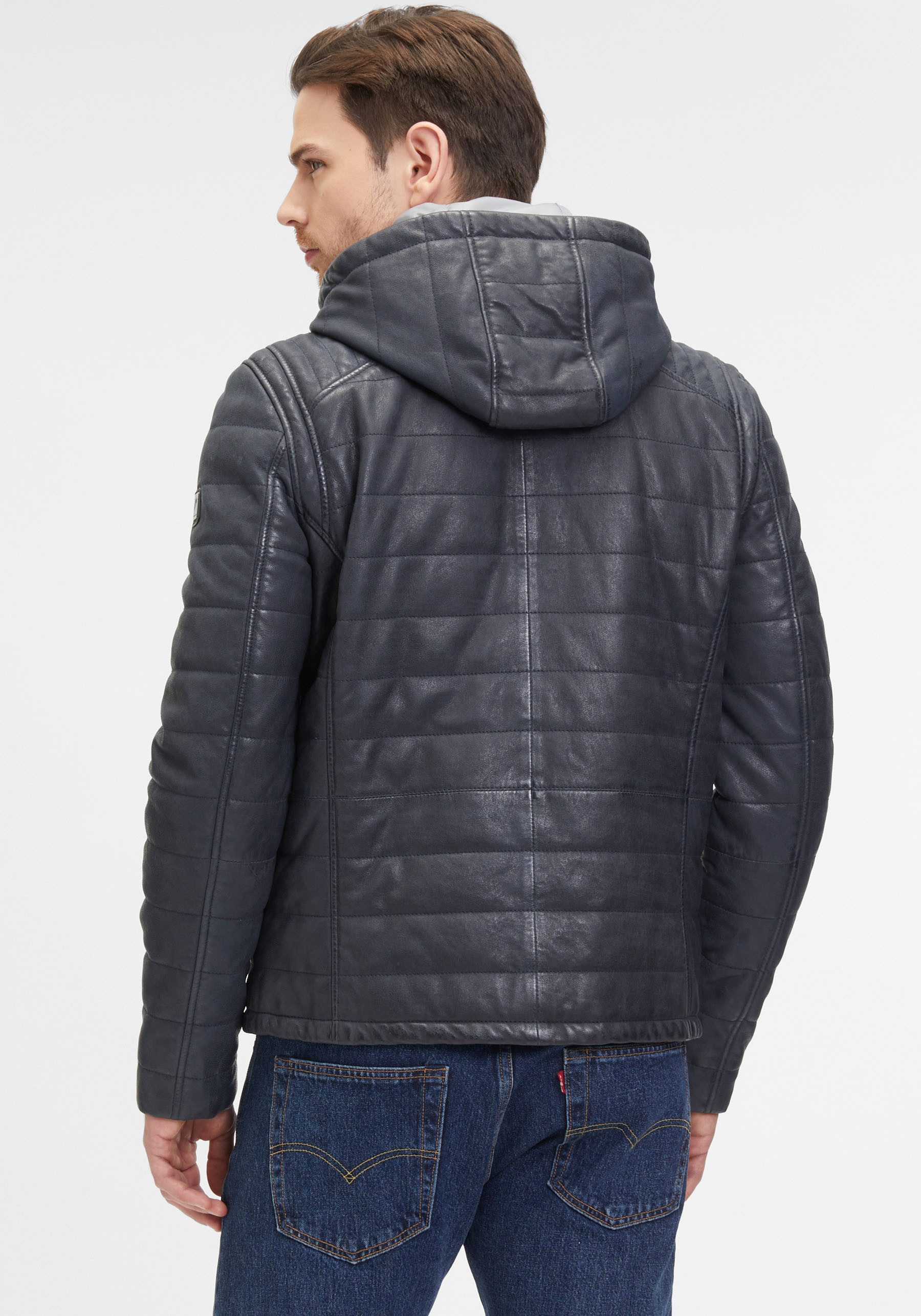OTTO Mauritius Leren jack GMLyman met capuchon modieuze stitching