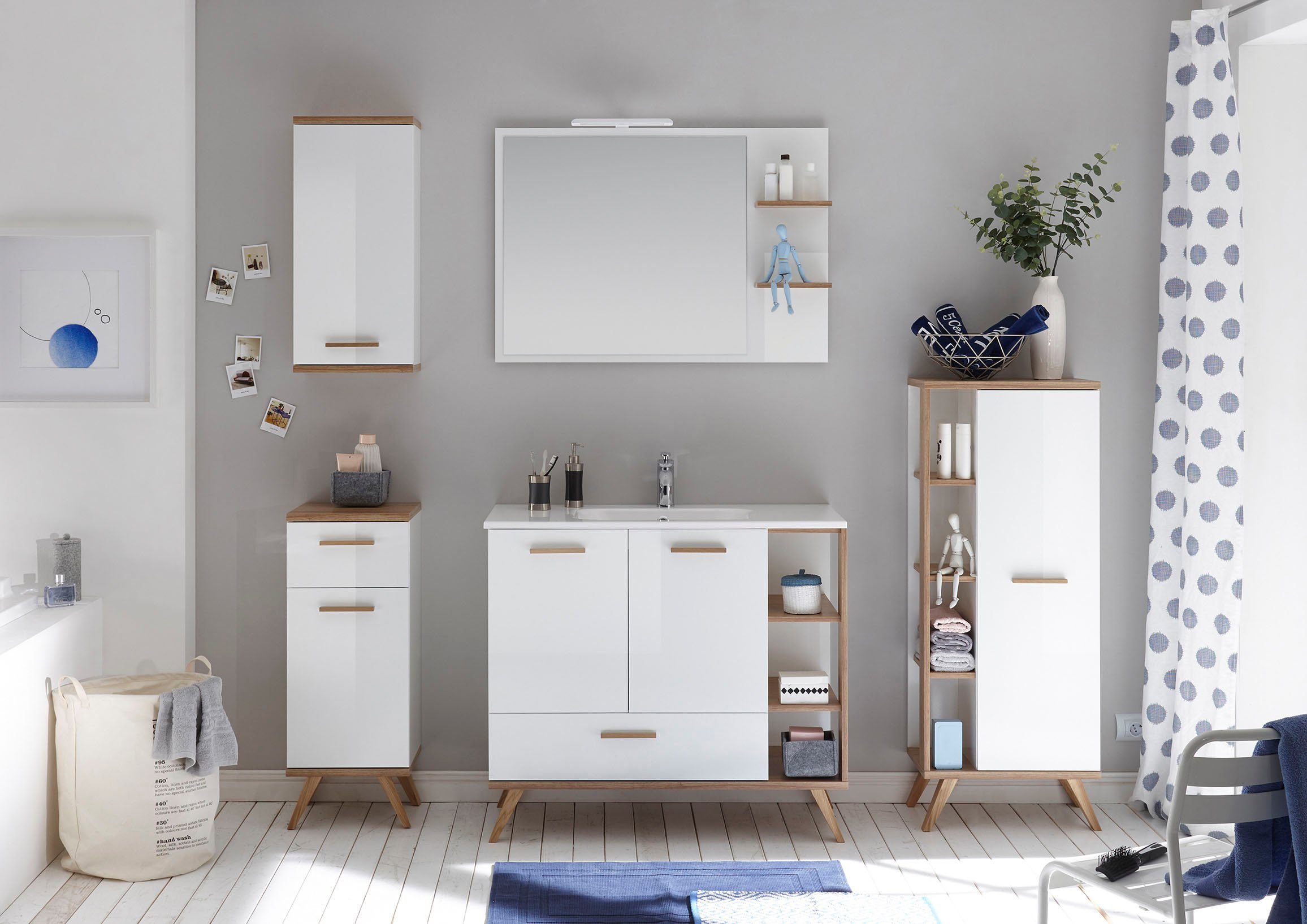 Saphir Halfhoge kast Quickset badkamermeubel 50,5 cm breed, 1 deur, zijplanken Badkamer-halfhoge kast inclusief deurdemper, grepen in hout