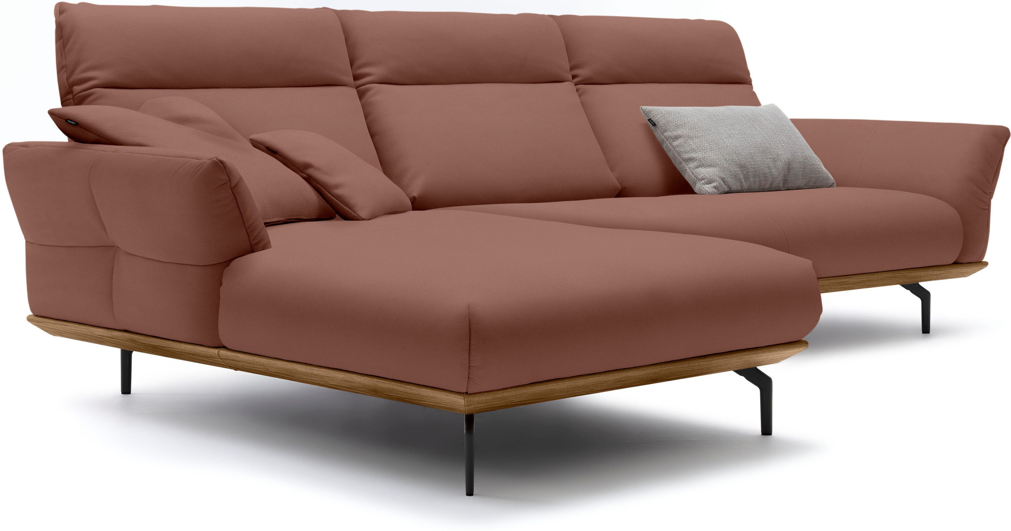 Creation BY ROLF BENZ Hoekbank CR.460 Sokkel in walnotenhout, onderstel in umbra grijs, breedte 318 cm