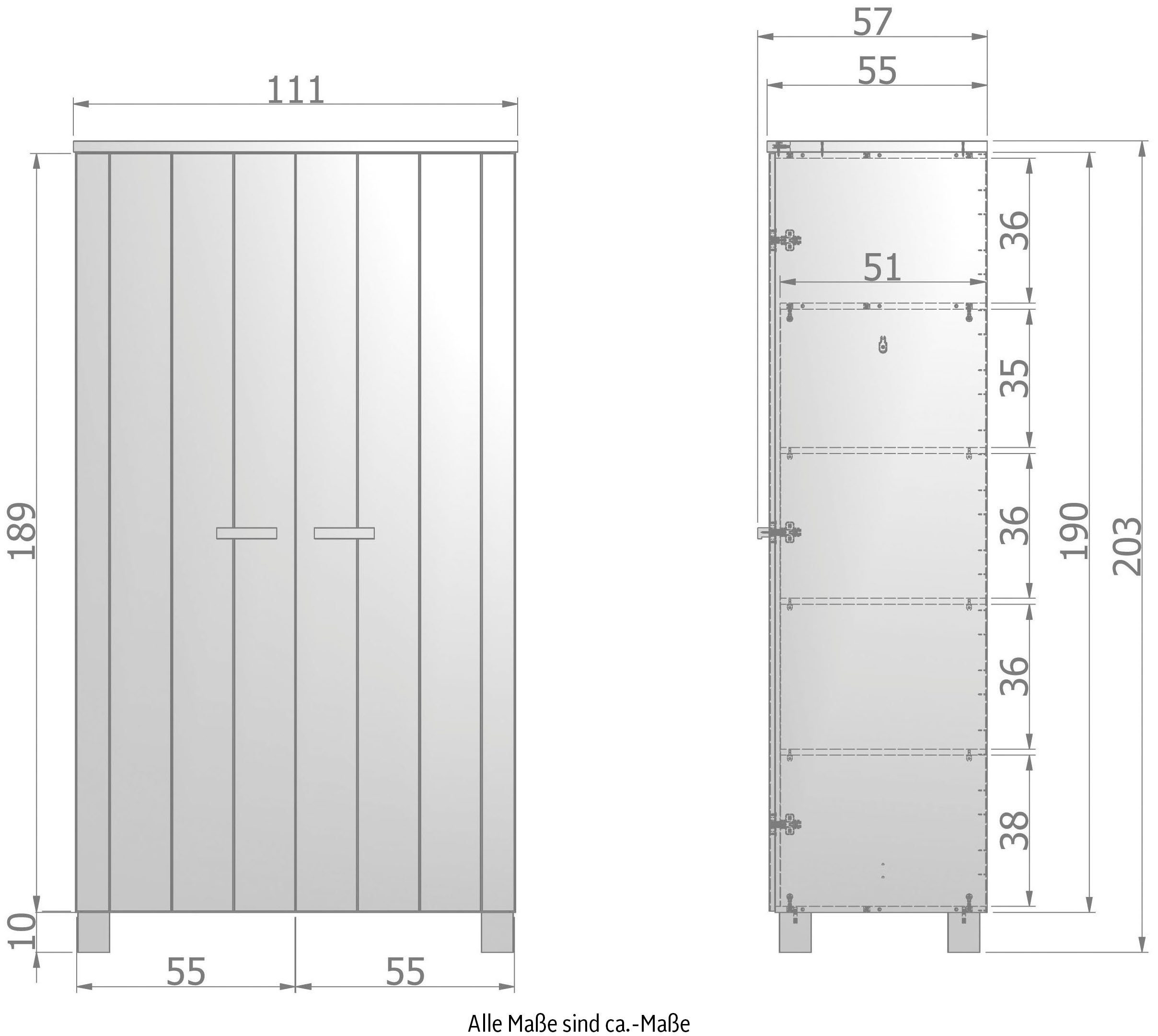 WOOOD Kledingkast Dennis met kledingstang, veel opbergruimte, b 111 cm x h 202 cm