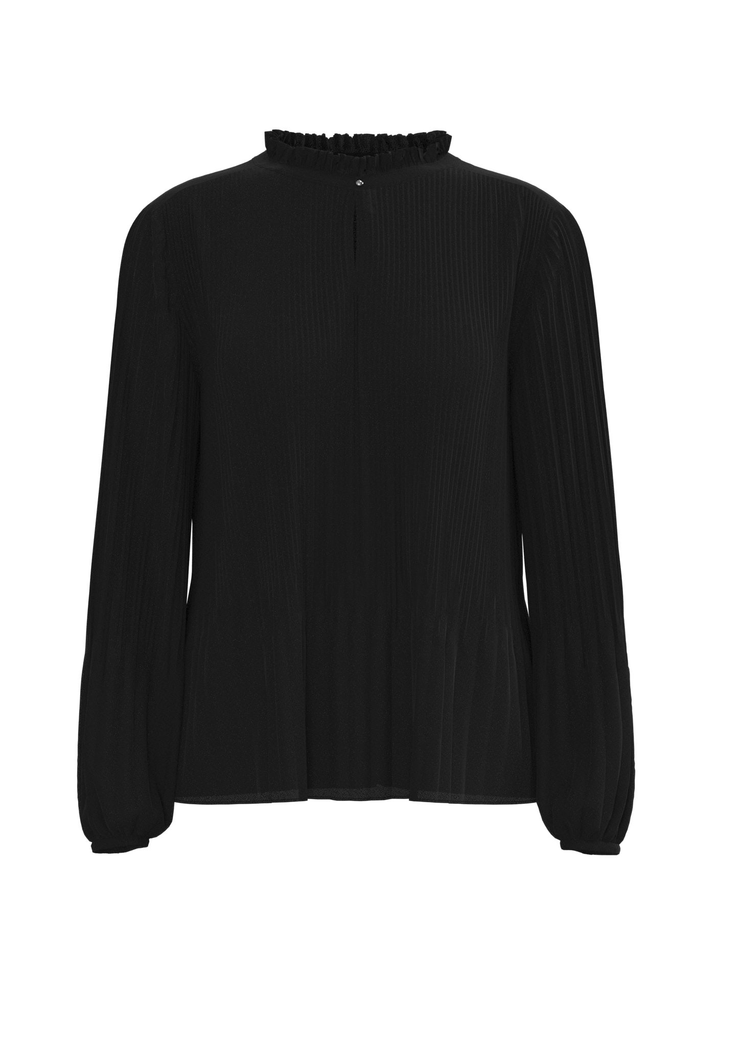 s.Oliver BLACK LABEL Blouse met lange mouwen met plissé-mouwen en opstaande kraag