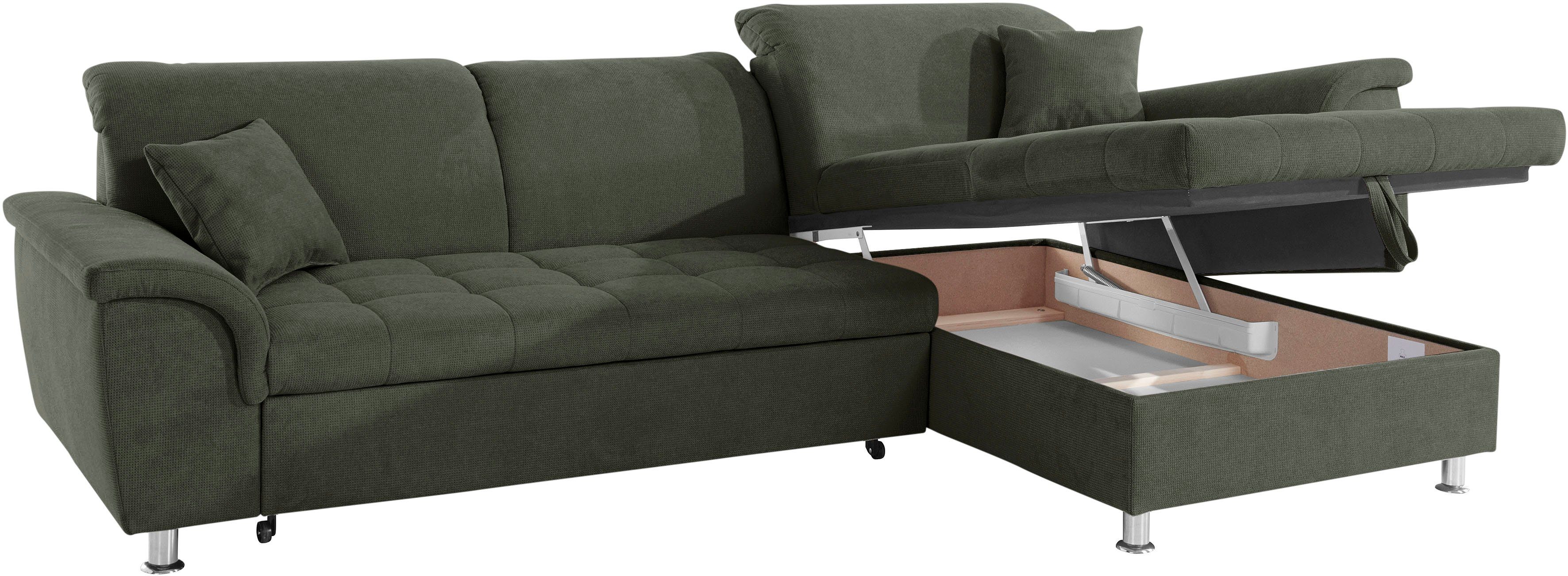 DOMO collection Hoekbank Franzi, tijdloos en elegant, moderne zittingstikking, L-Vorm