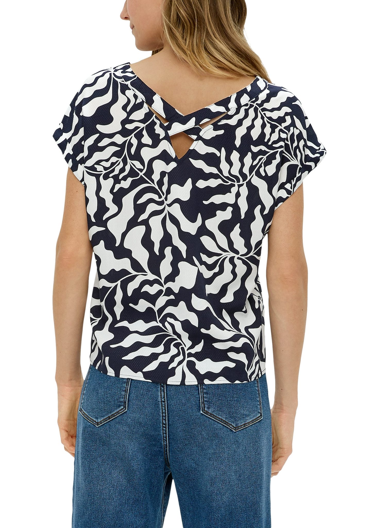 s.Oliver Gedessineerde blouse met v-hals