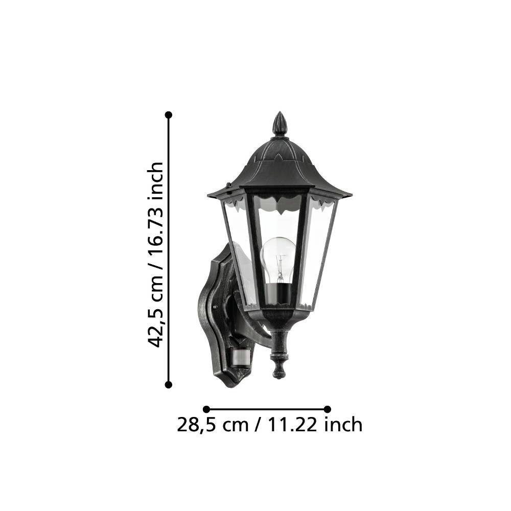 EGLO Wandlamp voor buiten NAVEDO wandlamp, buitenverlichting, zwart, zilver-patina, klassiek (1 stuk)
