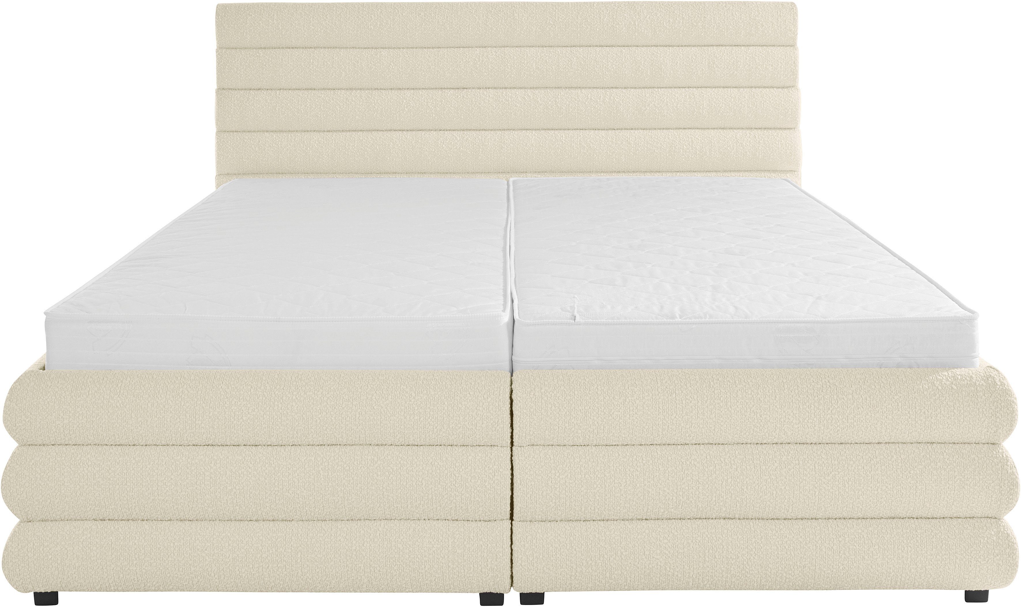 LeGer Home by Lena Gercke Gestoffeerd bed Maylis bouclé naar keuze met en zonder matras en lattenbodem, ook in 200 cm breedte