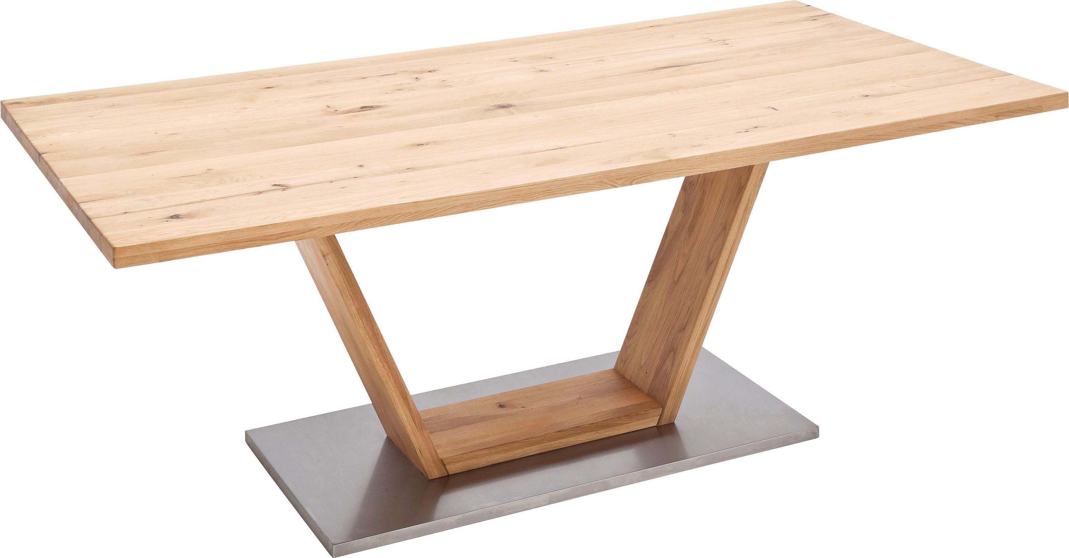 MCA furniture Eettafel Greta Eettafel massief hout met schaaldeel, rechte rand of gedeeld tafelblad