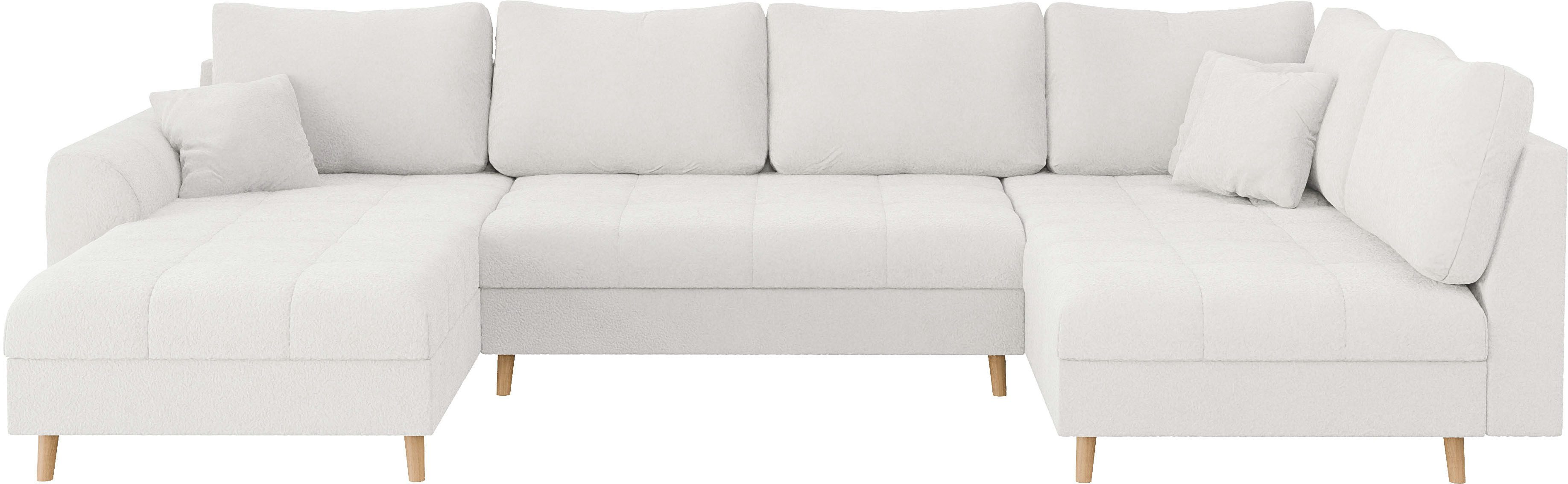 Home affaire Zithoek CHARRE U-vorm met ottomane, afmetingen B/D/H: 310/161/81 cm fijne stiksels, losse rug- en sierkussens, ook in cord en bouclé
