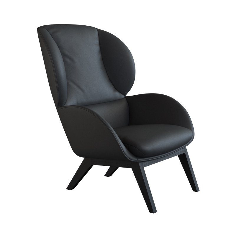 FLEXLUX Oorfauteuil Adria designstoel, loungestoel, Stijl & comfort, organische vorm, zwarte houten voet