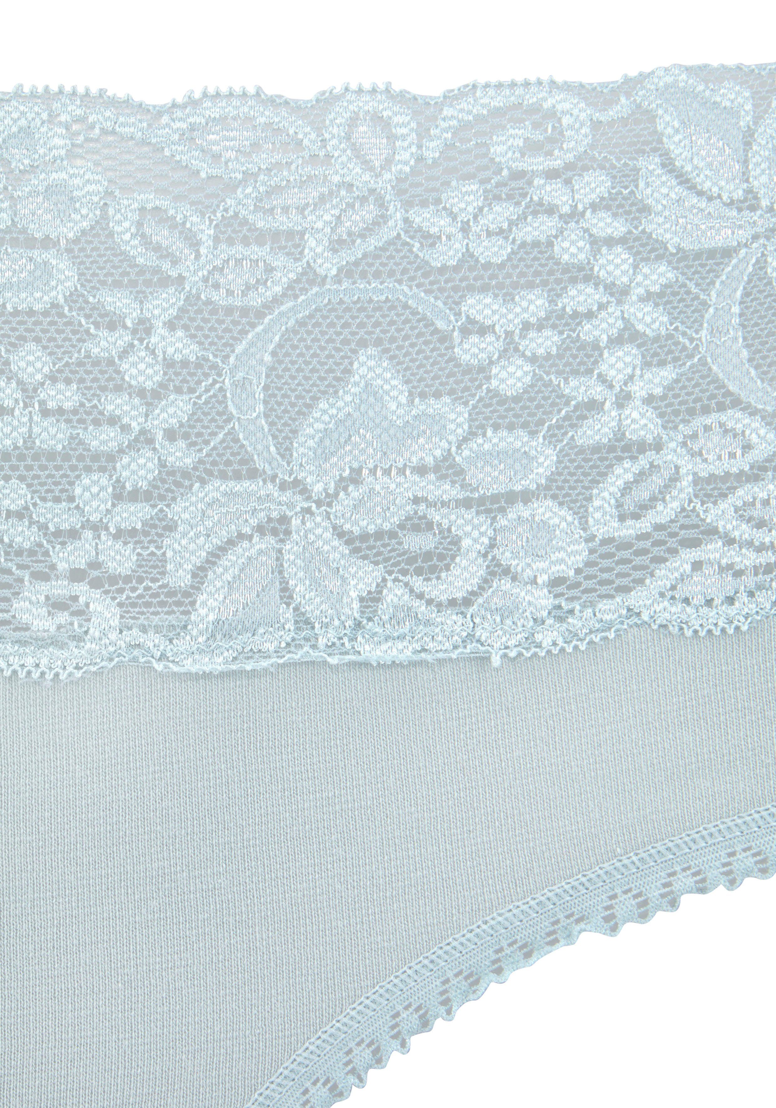 Vivance Slip van elastische katoen met florale kant (3 stuks)