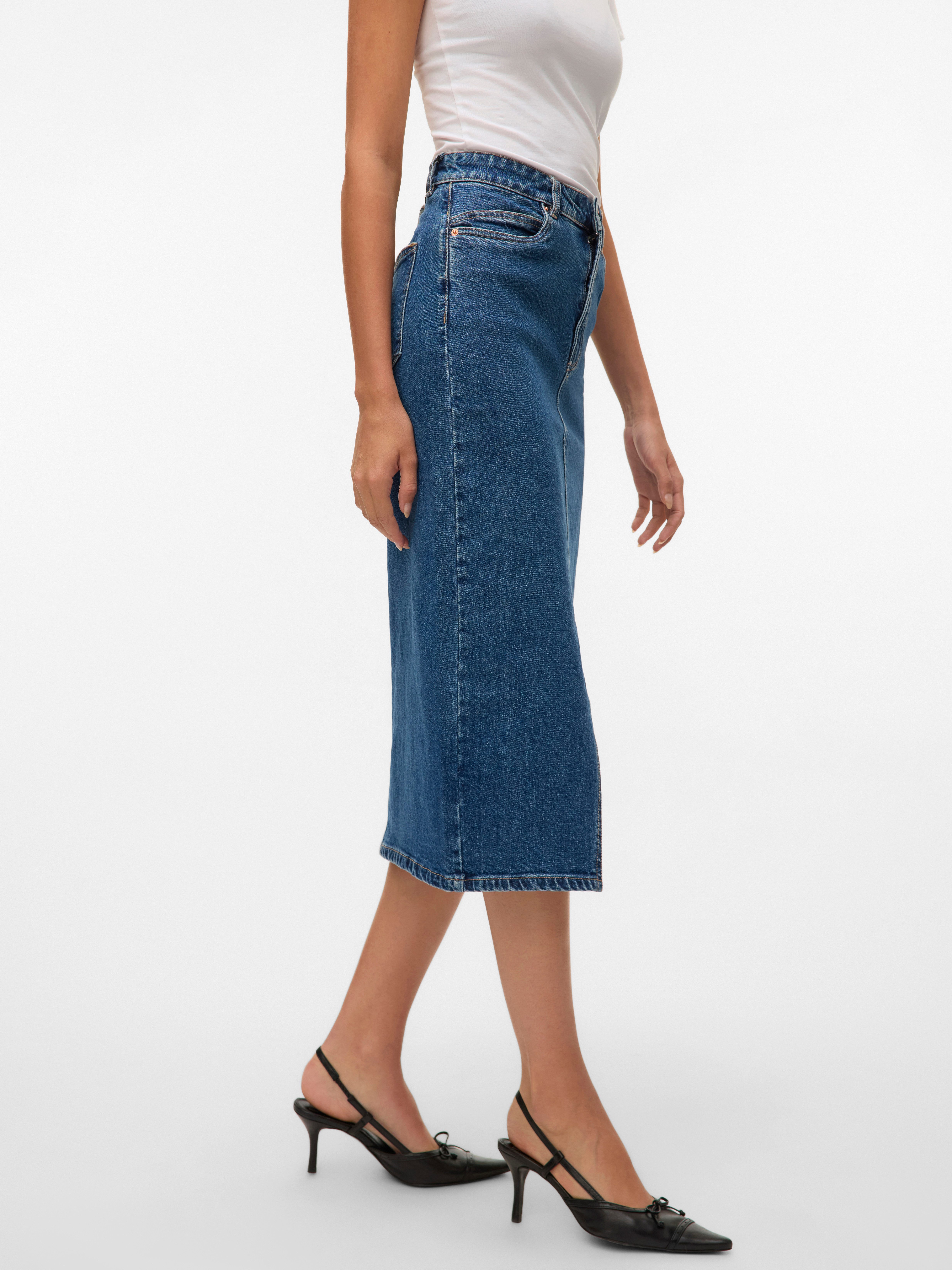 Vero Moda Maxirok VMVERI HR CALF DENIM SKIRT GA NOOS